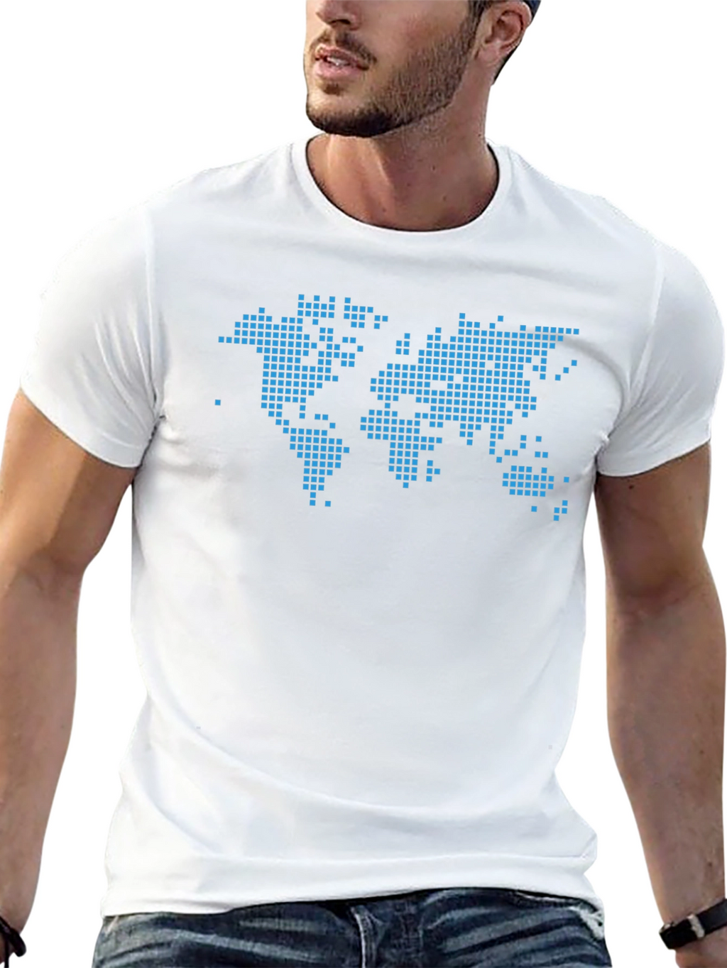 Pixel World Map Graphic T-Shirt