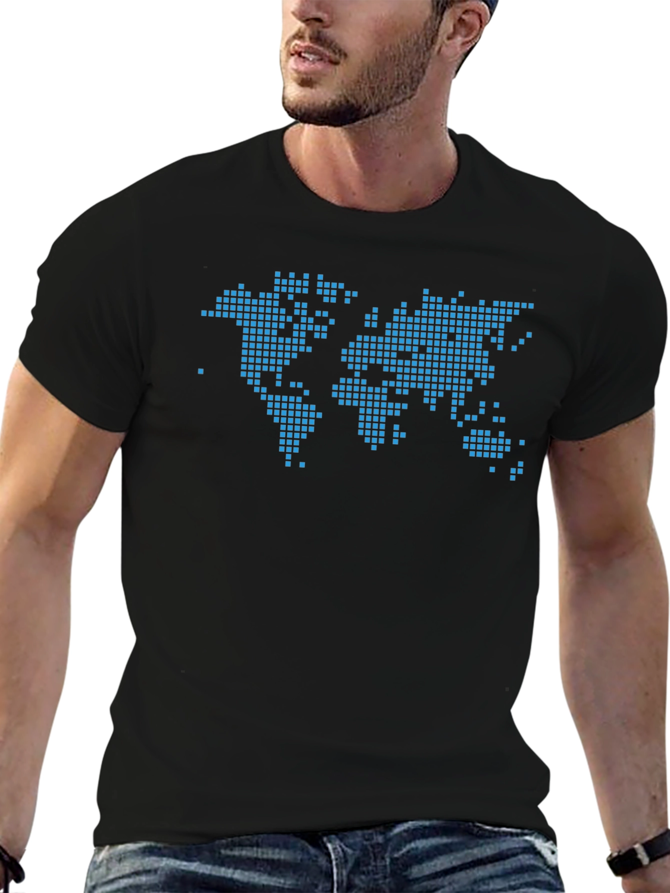 Pixel World Map Graphic T-Shirt