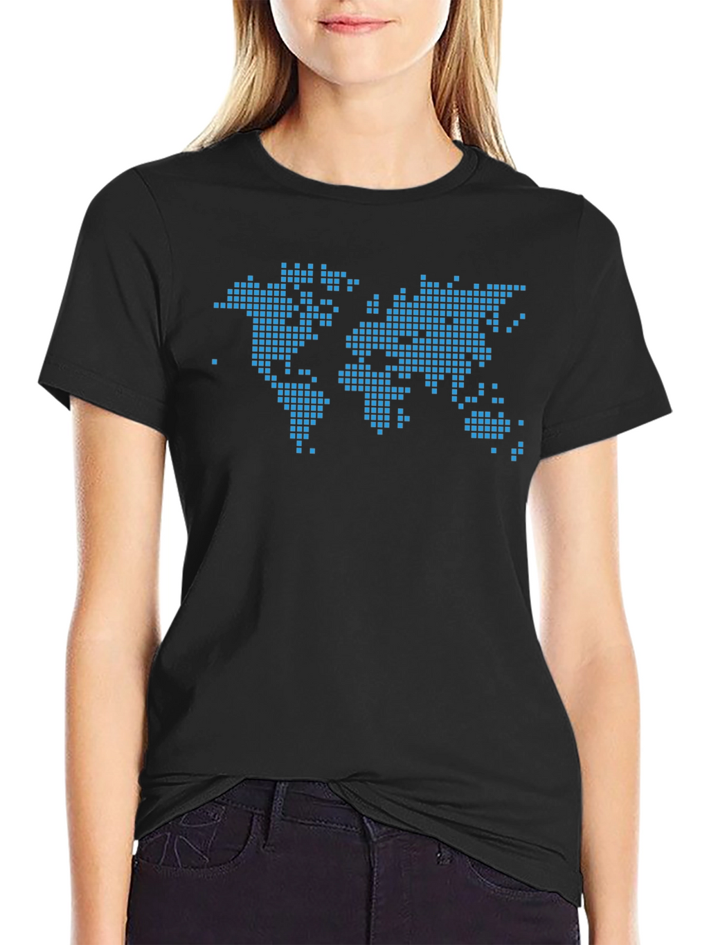 Pixel World Map Graphic T-Shirt