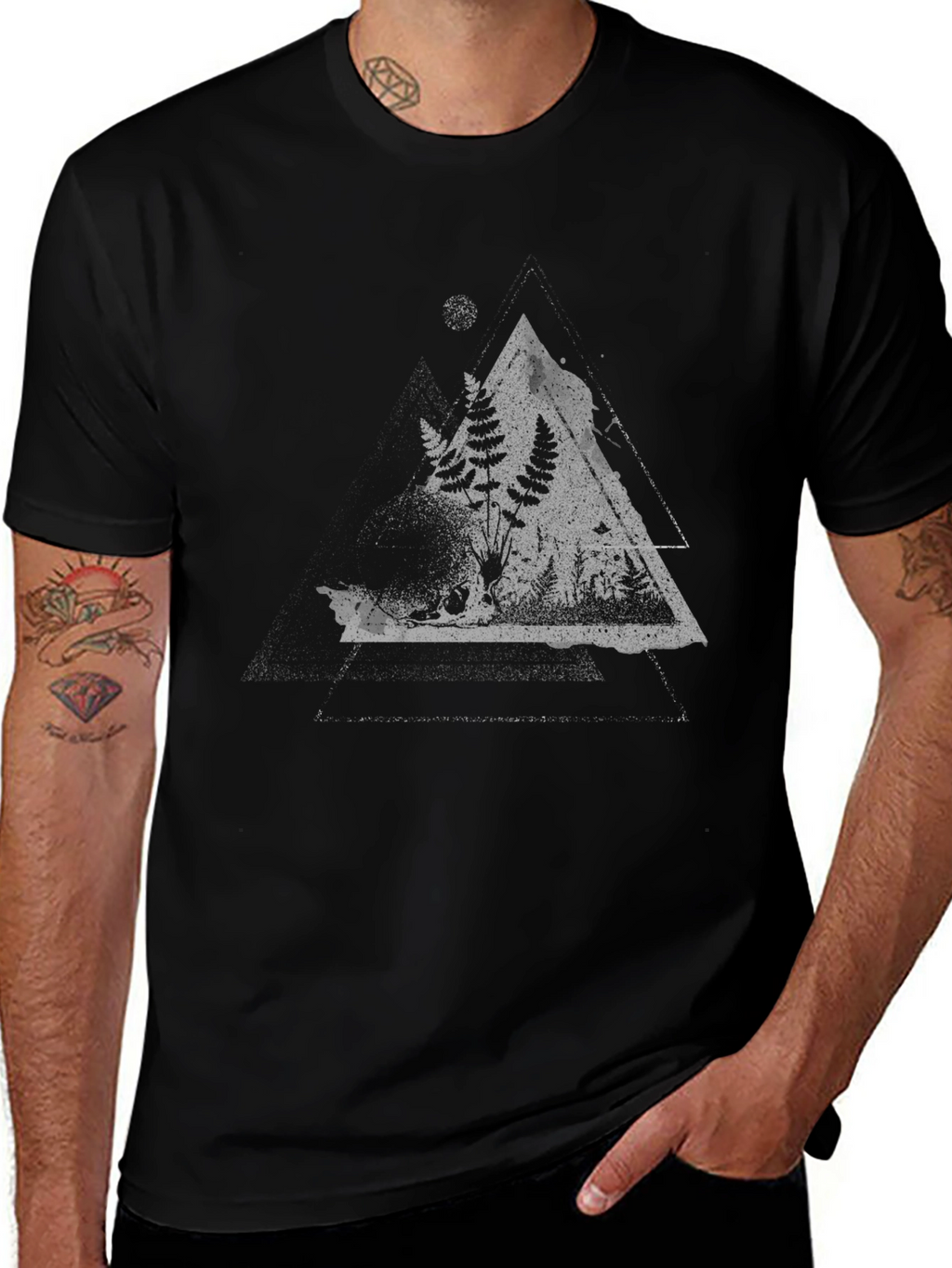 Nature Triangle Graphic Tee - Black
