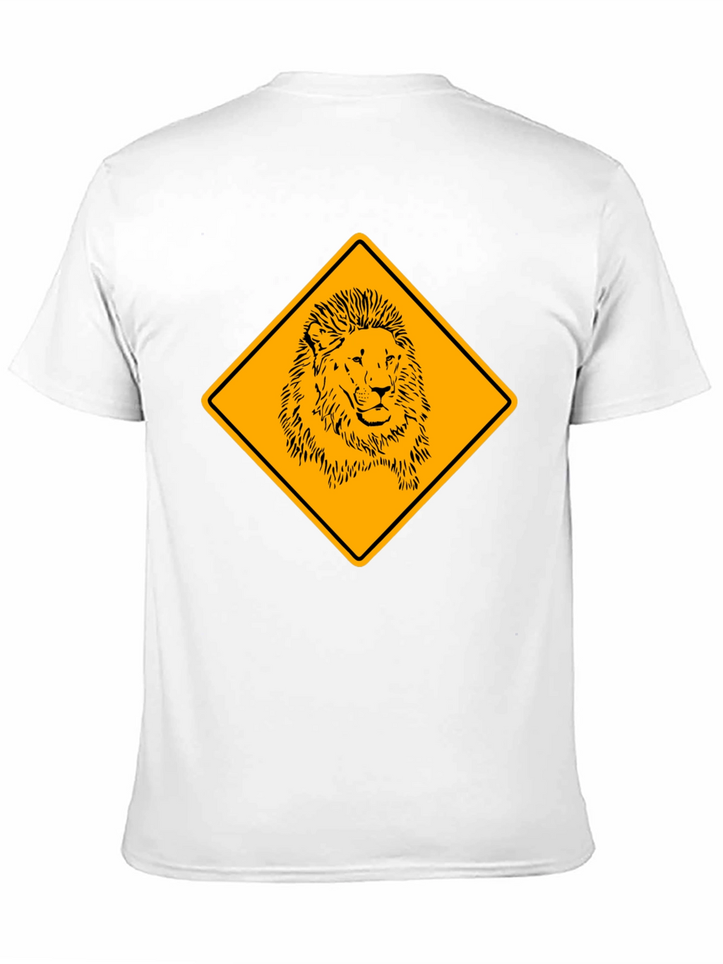 Lion Warning Sign Black T-Shirt