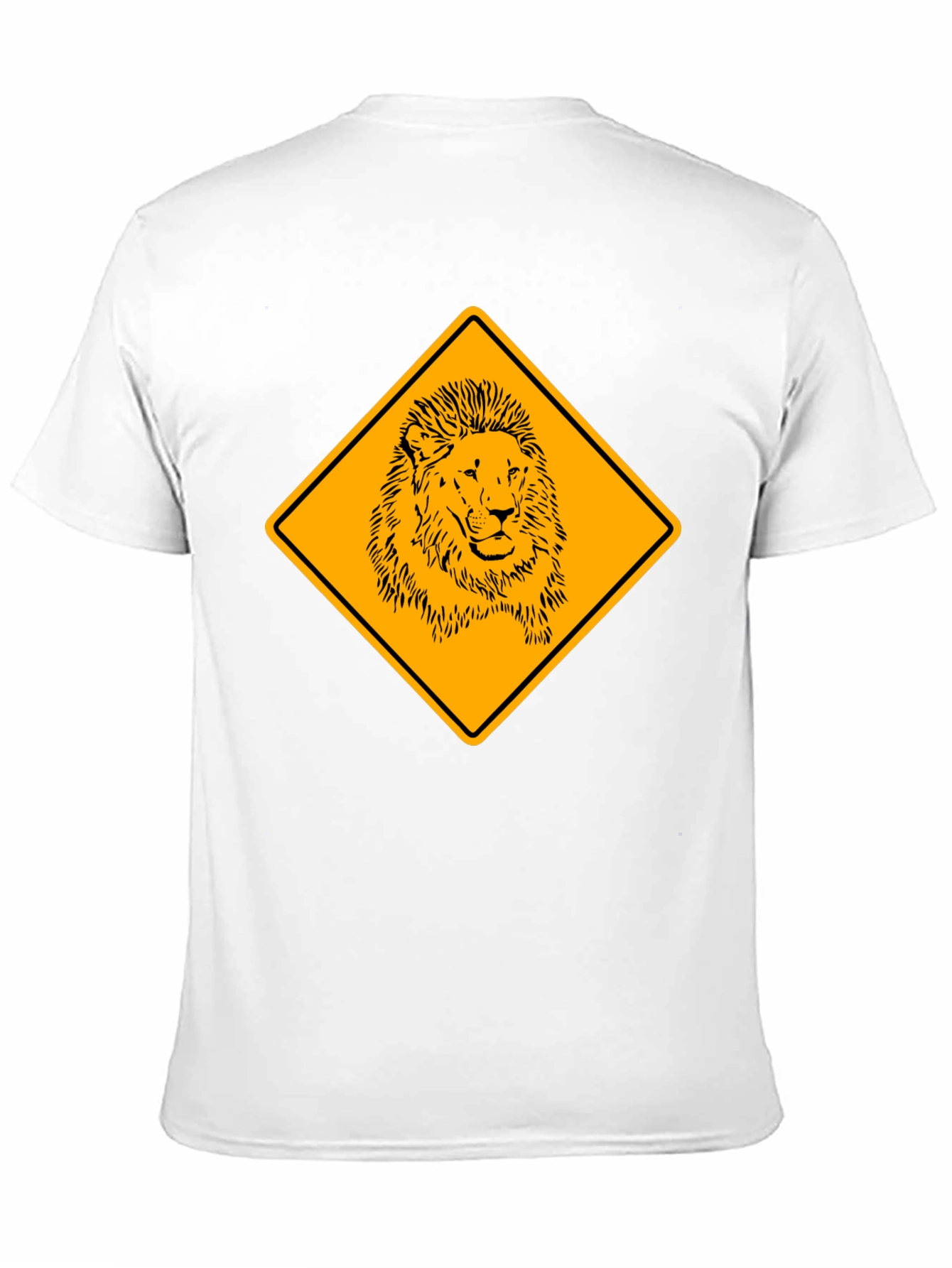 Lion Warning Sign Black T-Shirt