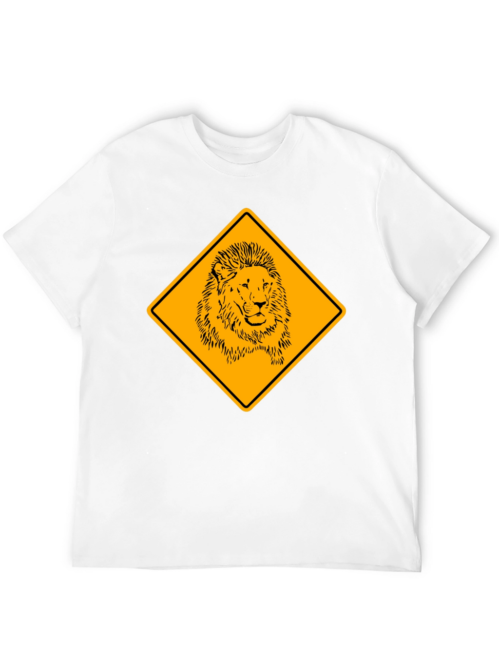 Lion Warning Sign Black T-Shirt