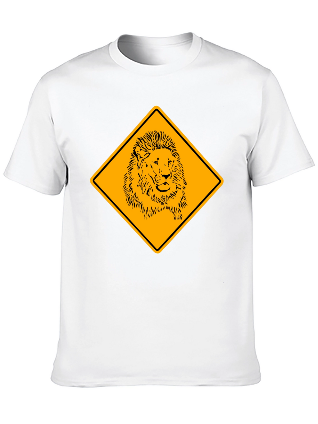 Lion Warning Sign Black T-Shirt