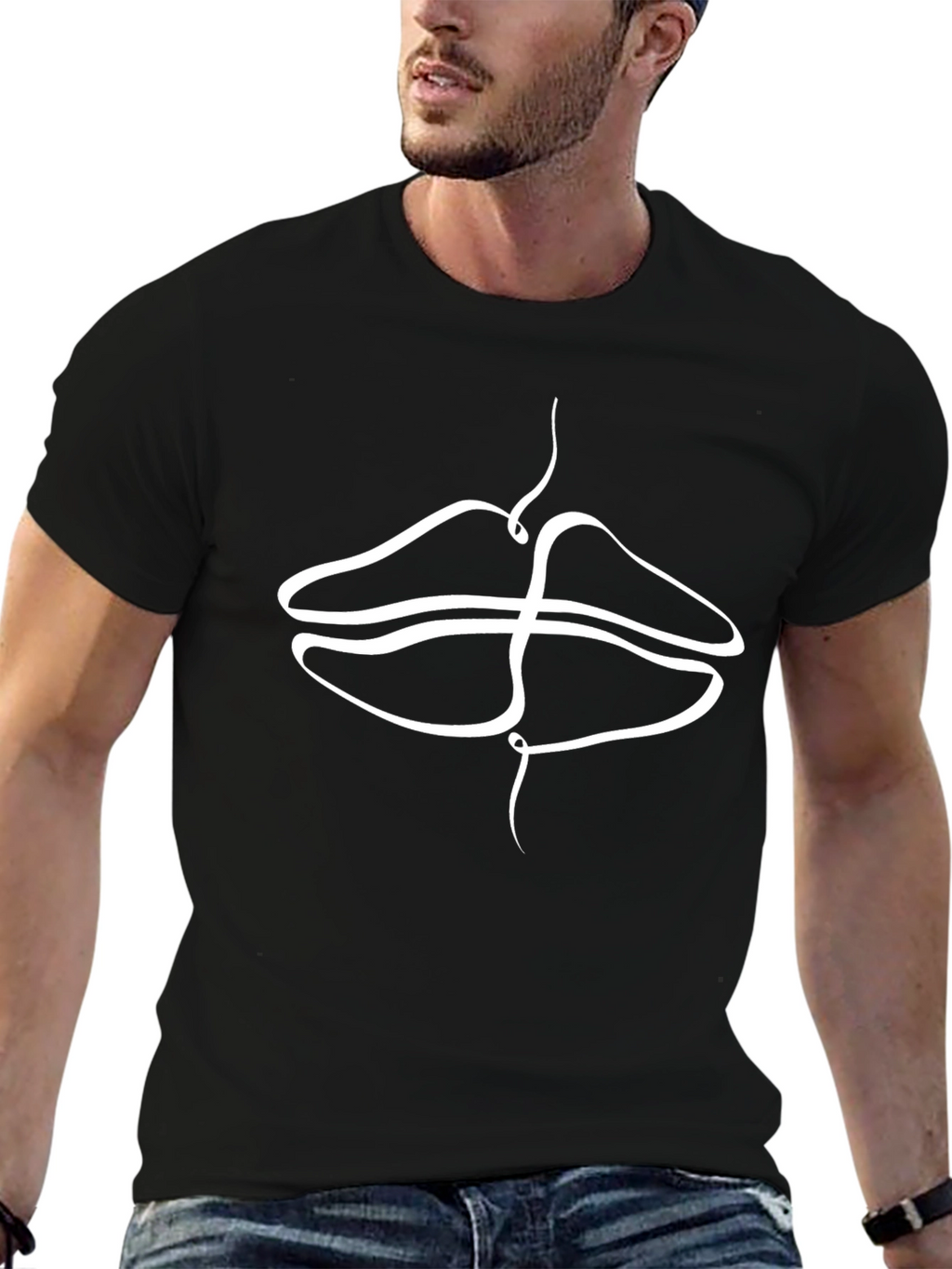 Abstract Lips Graphic Black T-Shirt