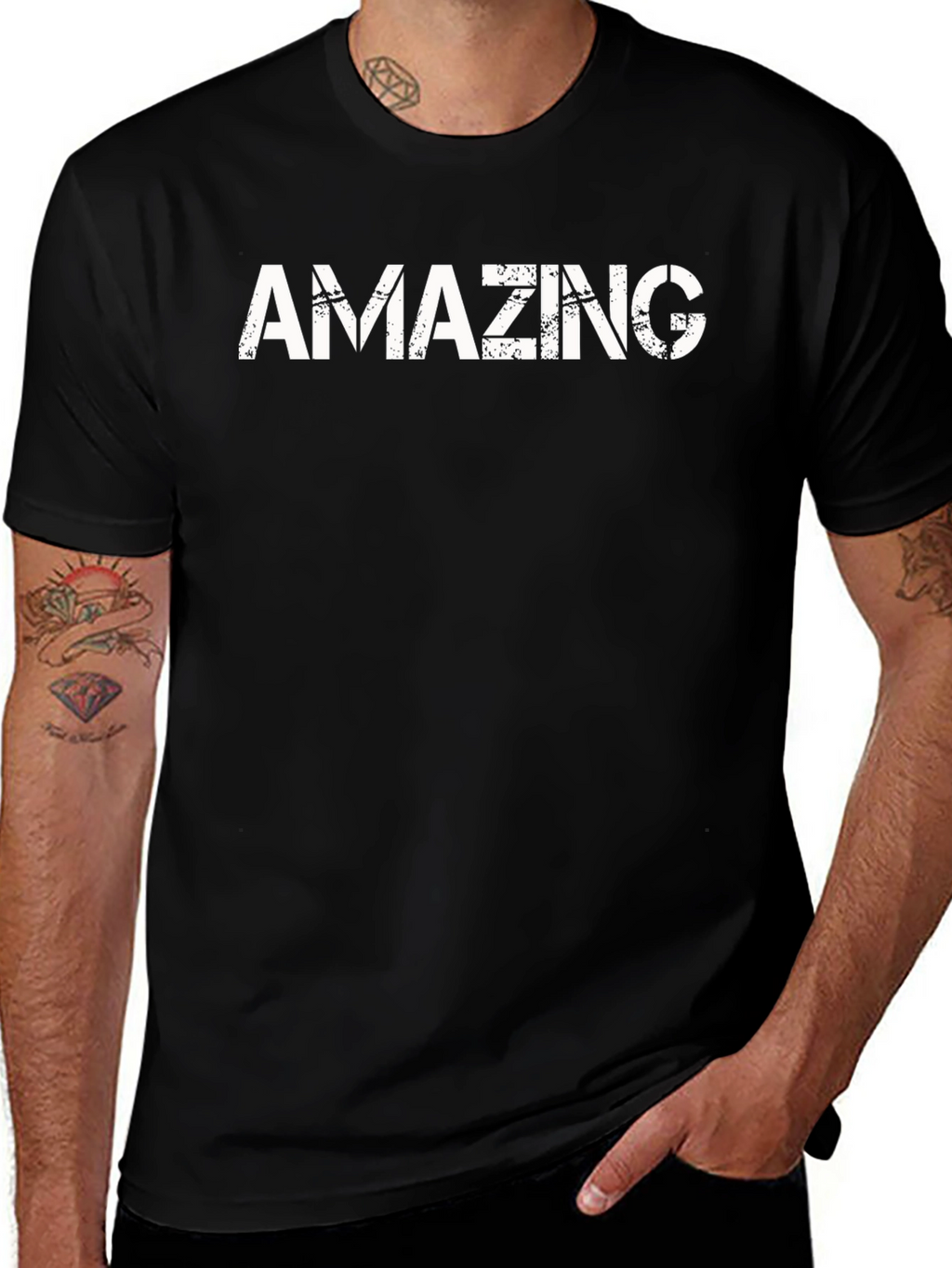 Amazing Graphic Print T-Shirt - Black