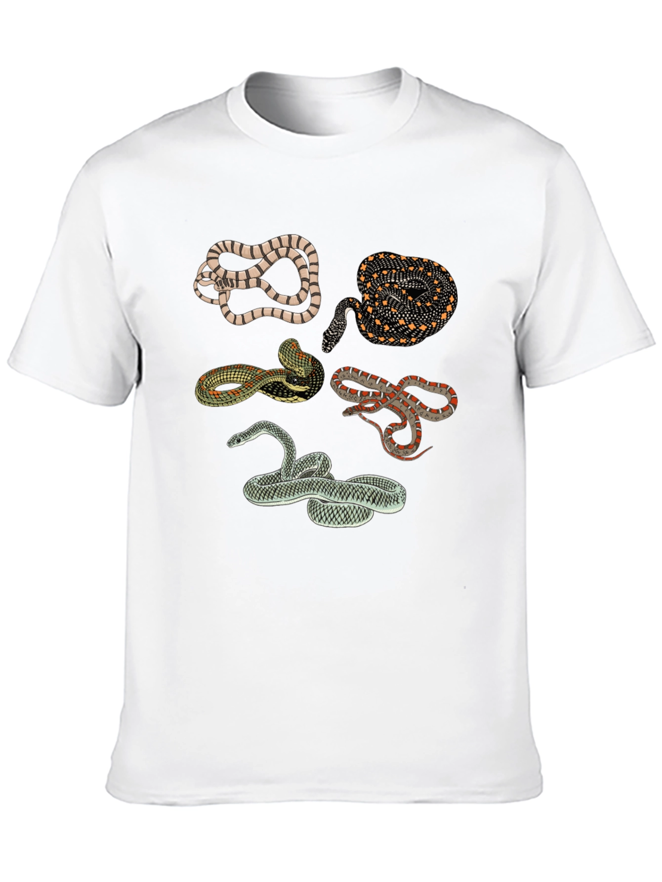 Snake Print Crew Neck Tee - Black
