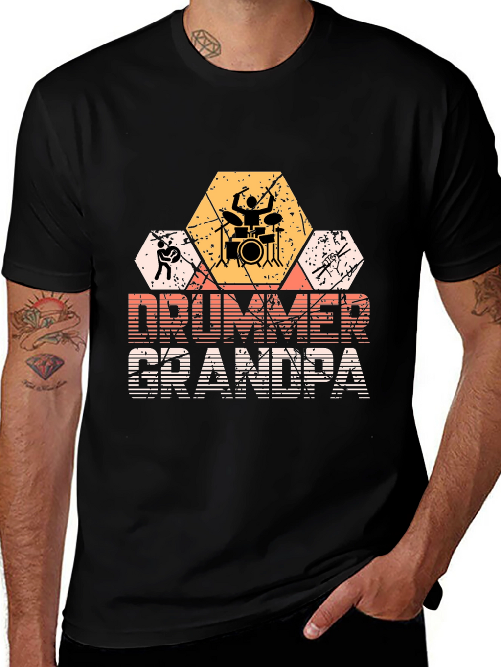 Drummer Grandpa Graphic T-Shirt - Musician Gift