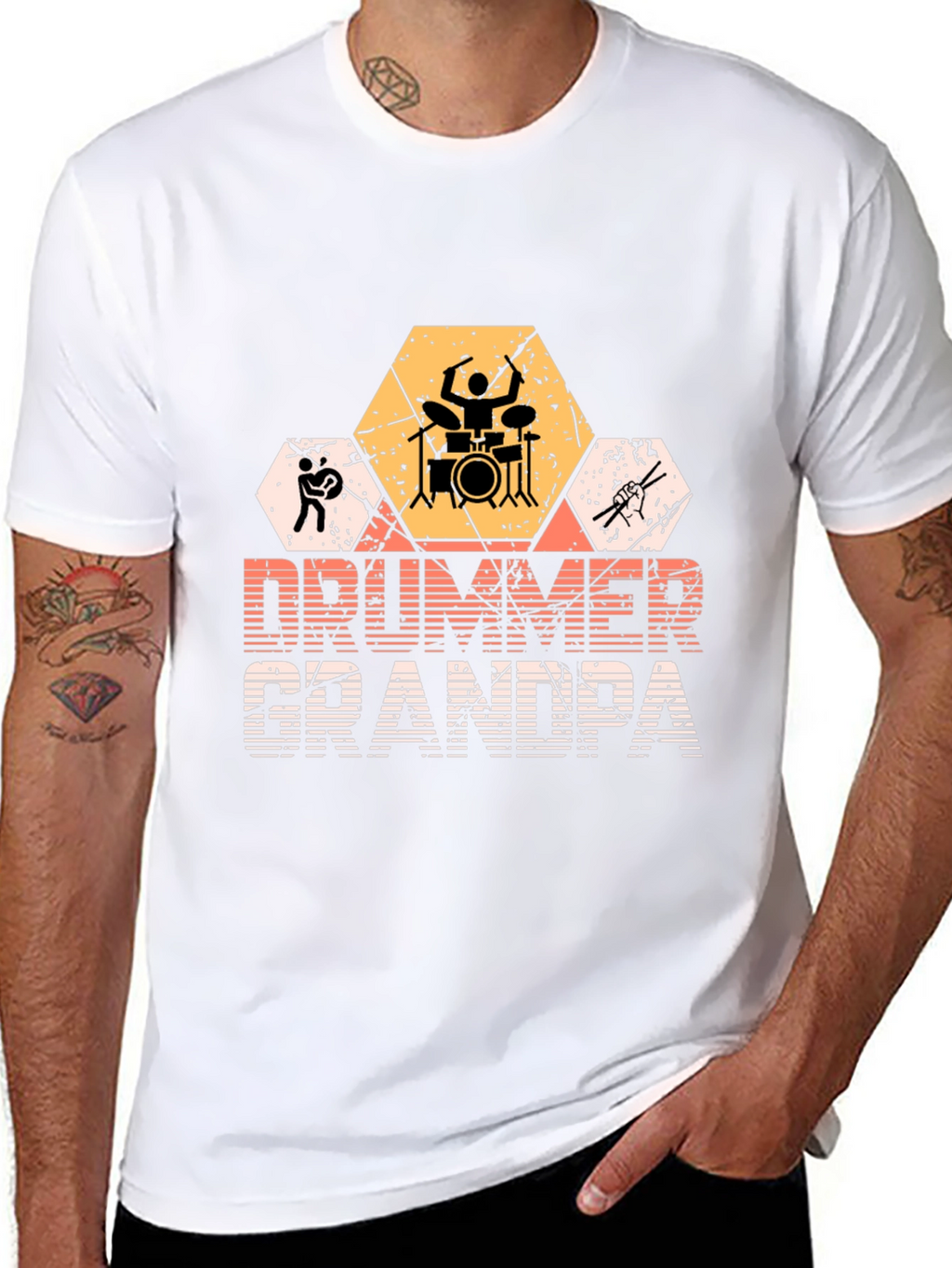 Drummer Grandpa Graphic T-Shirt - Musician Gift