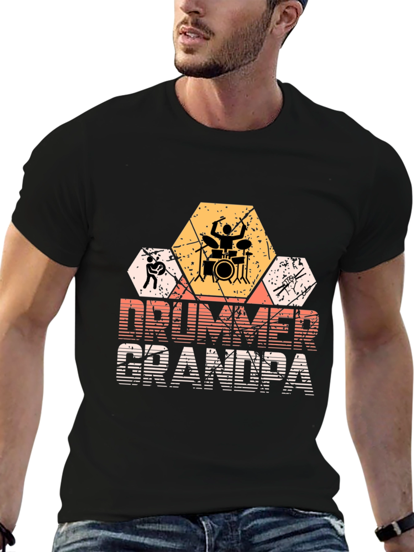 Drummer Grandpa Graphic T-Shirt - Musician Gift
