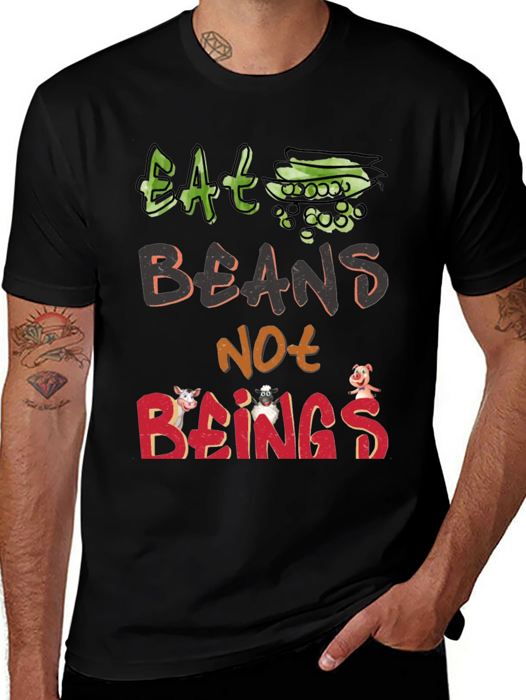 Eat Beans Not Beings T-Shirt - Vegan Animal Rights