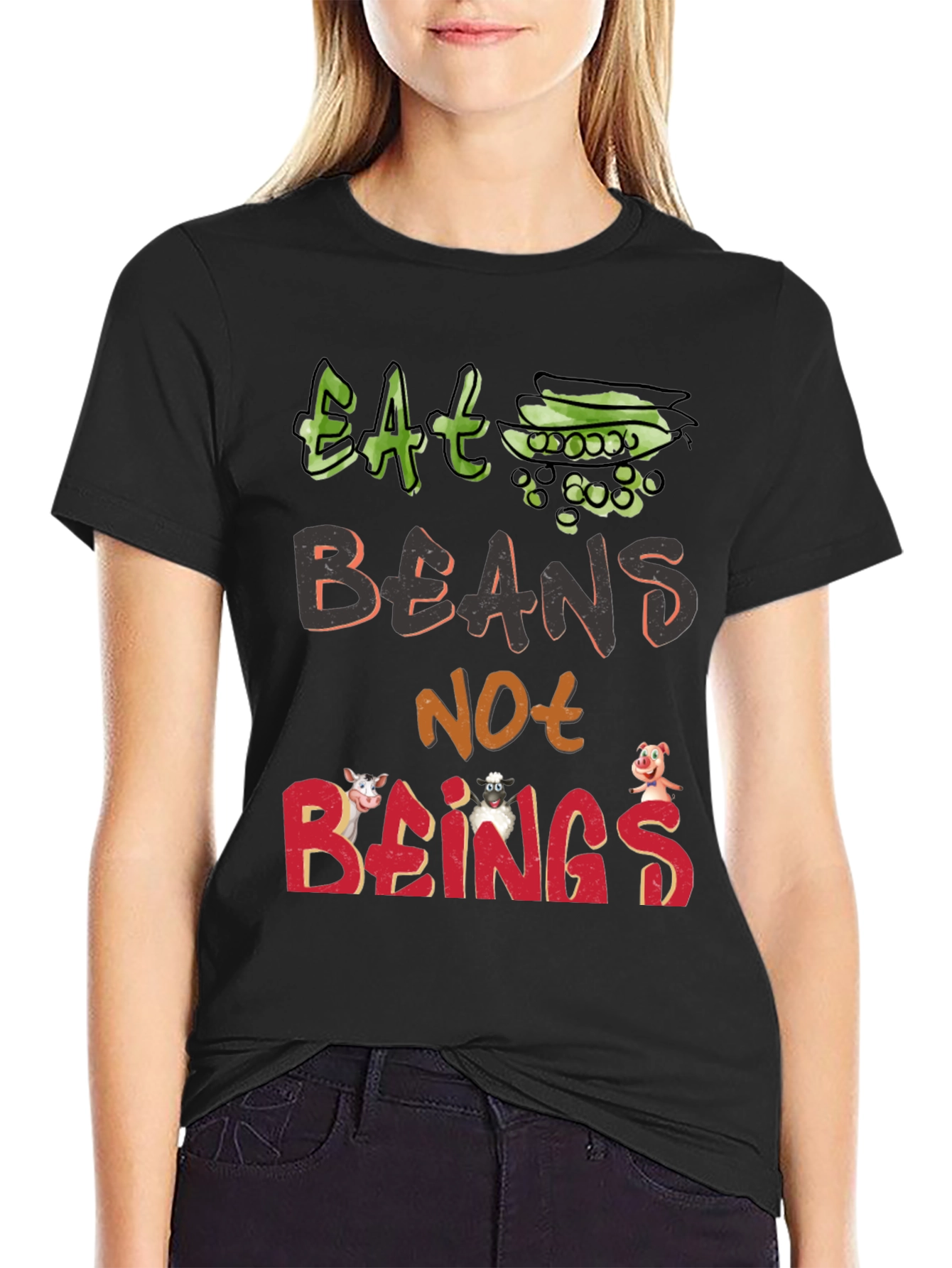 Eat Beans Not Beings T-Shirt - Vegan Animal Rights