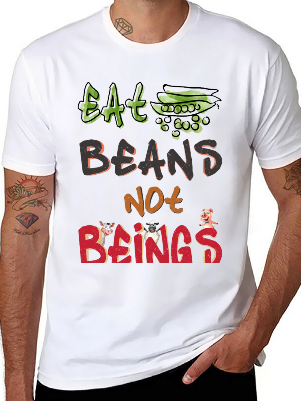 Eat Beans Not Beings T-Shirt - Vegan Animal Rights