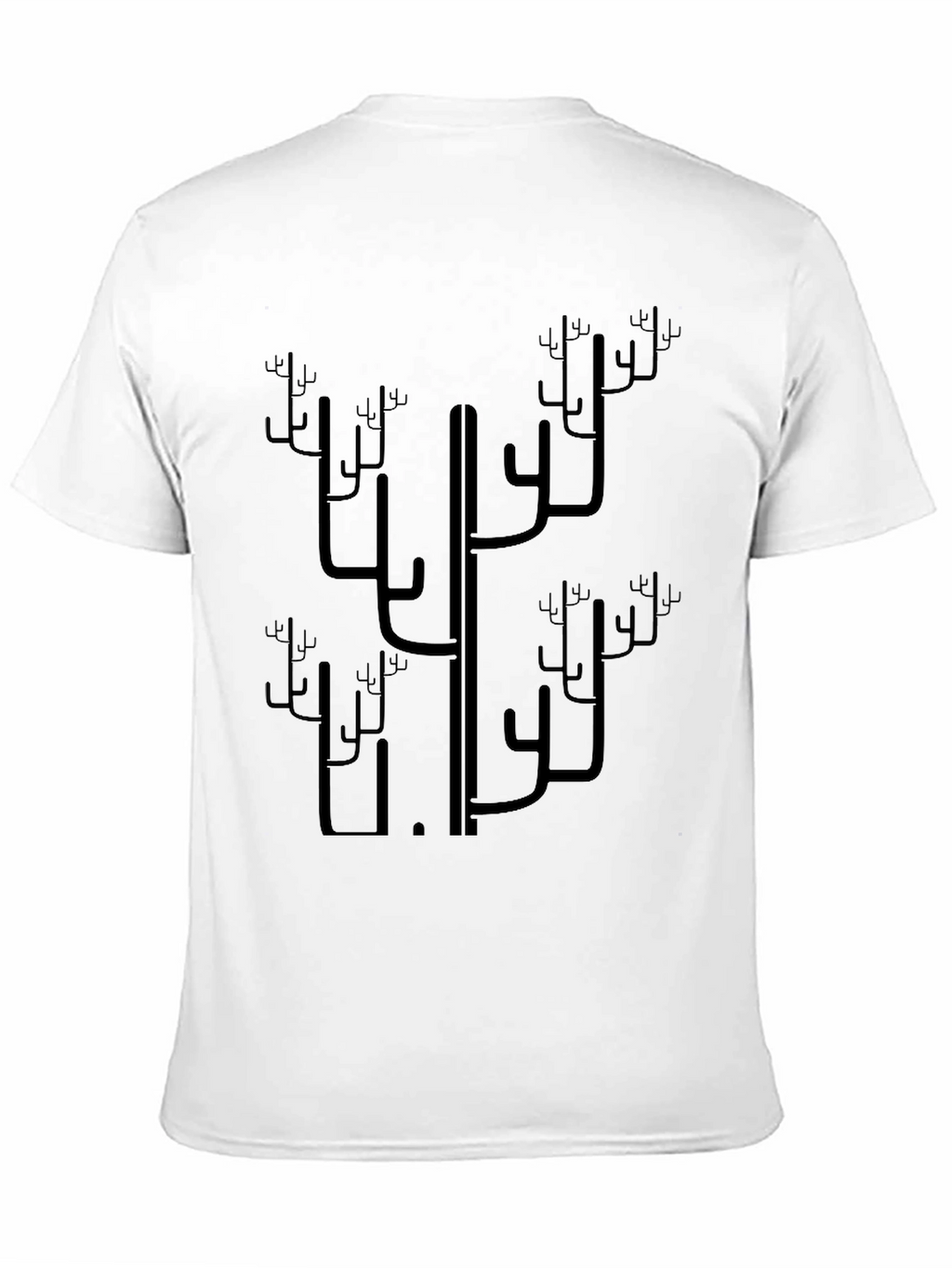Abstract Cactus Print Black T-Shirt