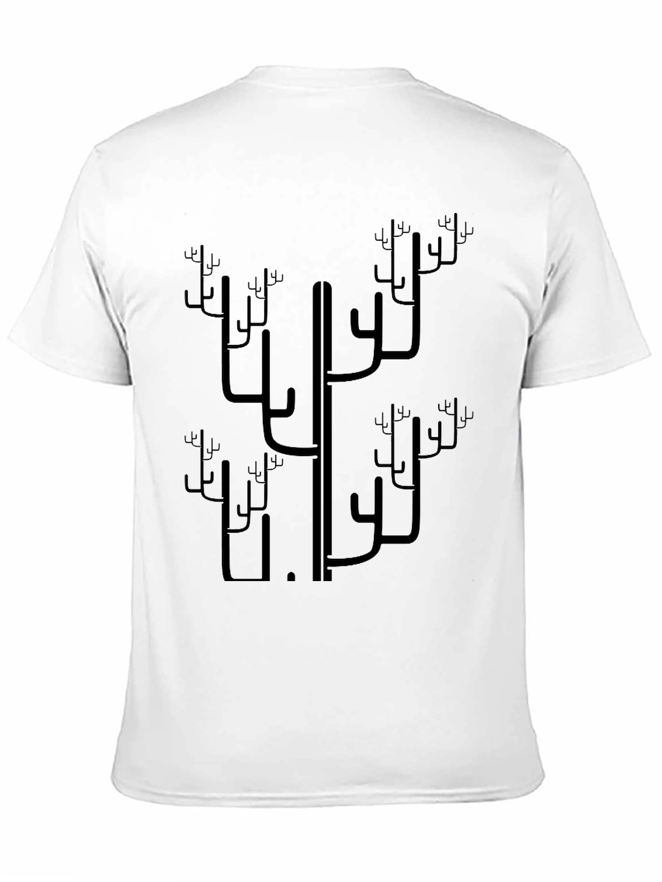 Abstract Cactus Print Black T-Shirt