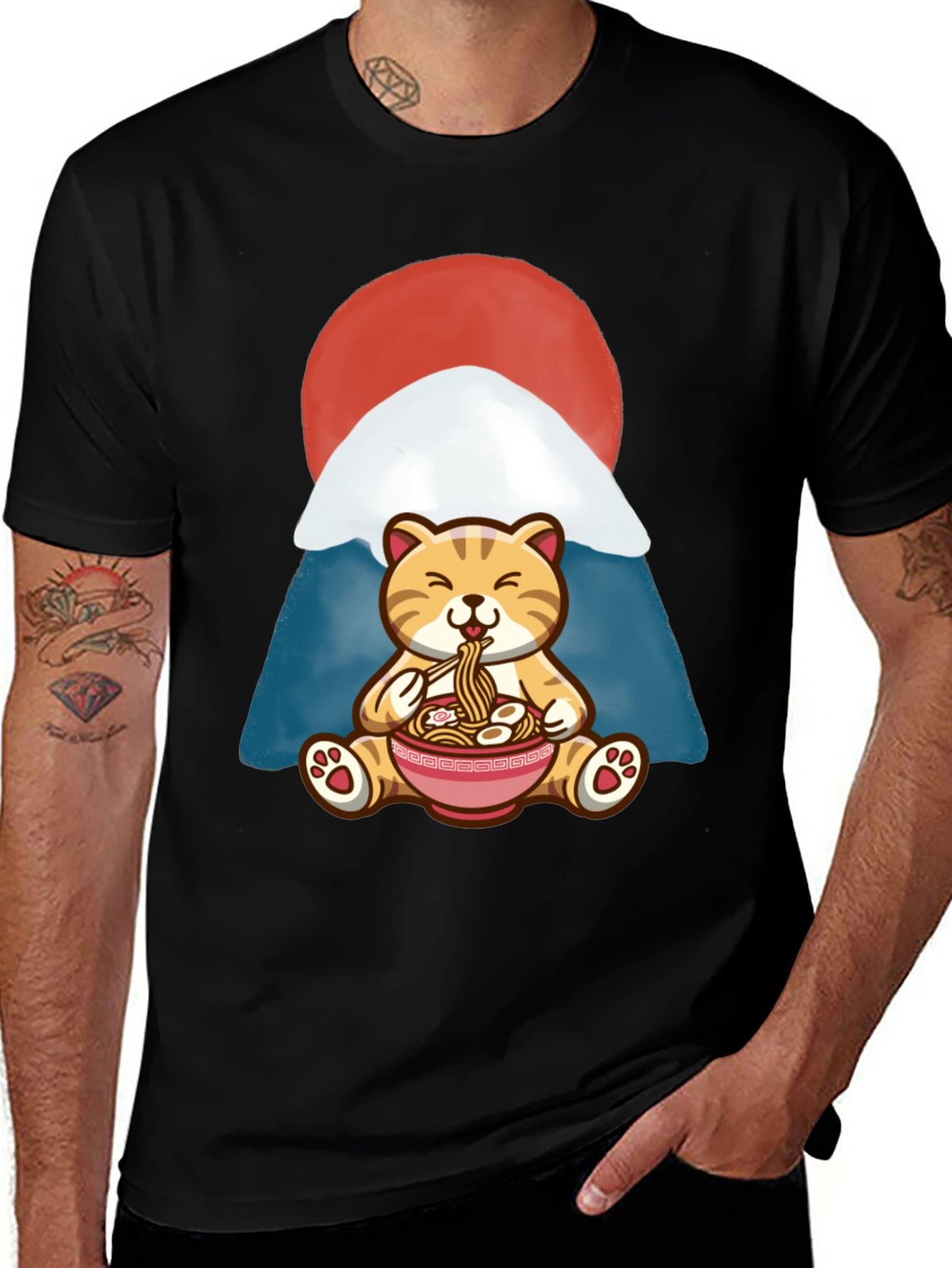 Cute Cat Ramen Bowl T-Shirt