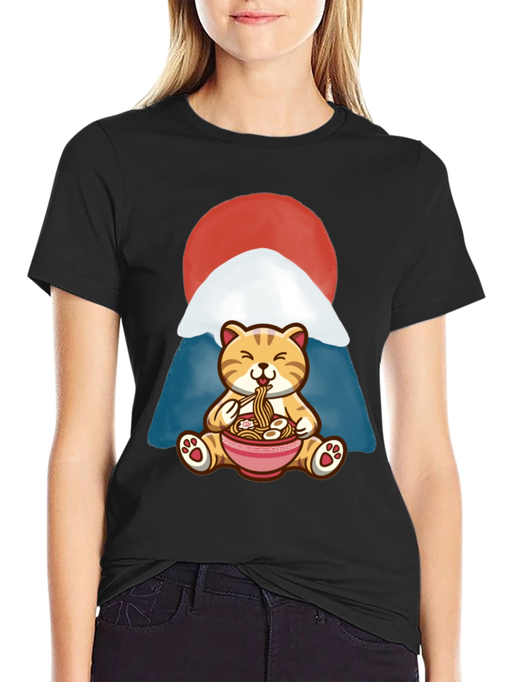 Cute Cat Ramen Bowl T-Shirt