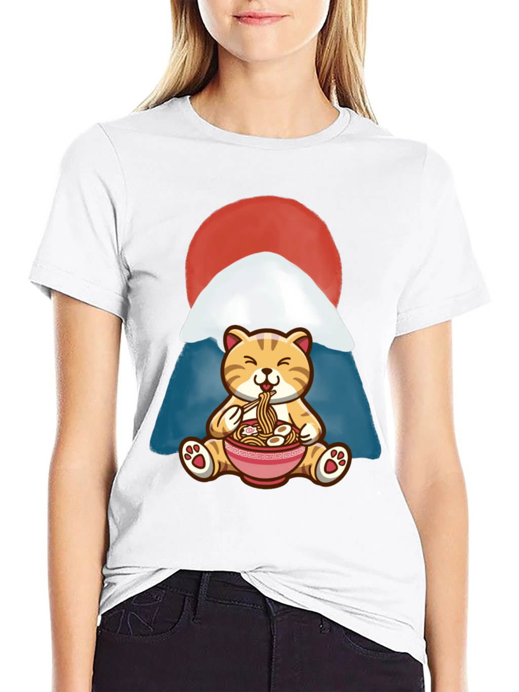 Cute Cat Ramen Bowl T-Shirt