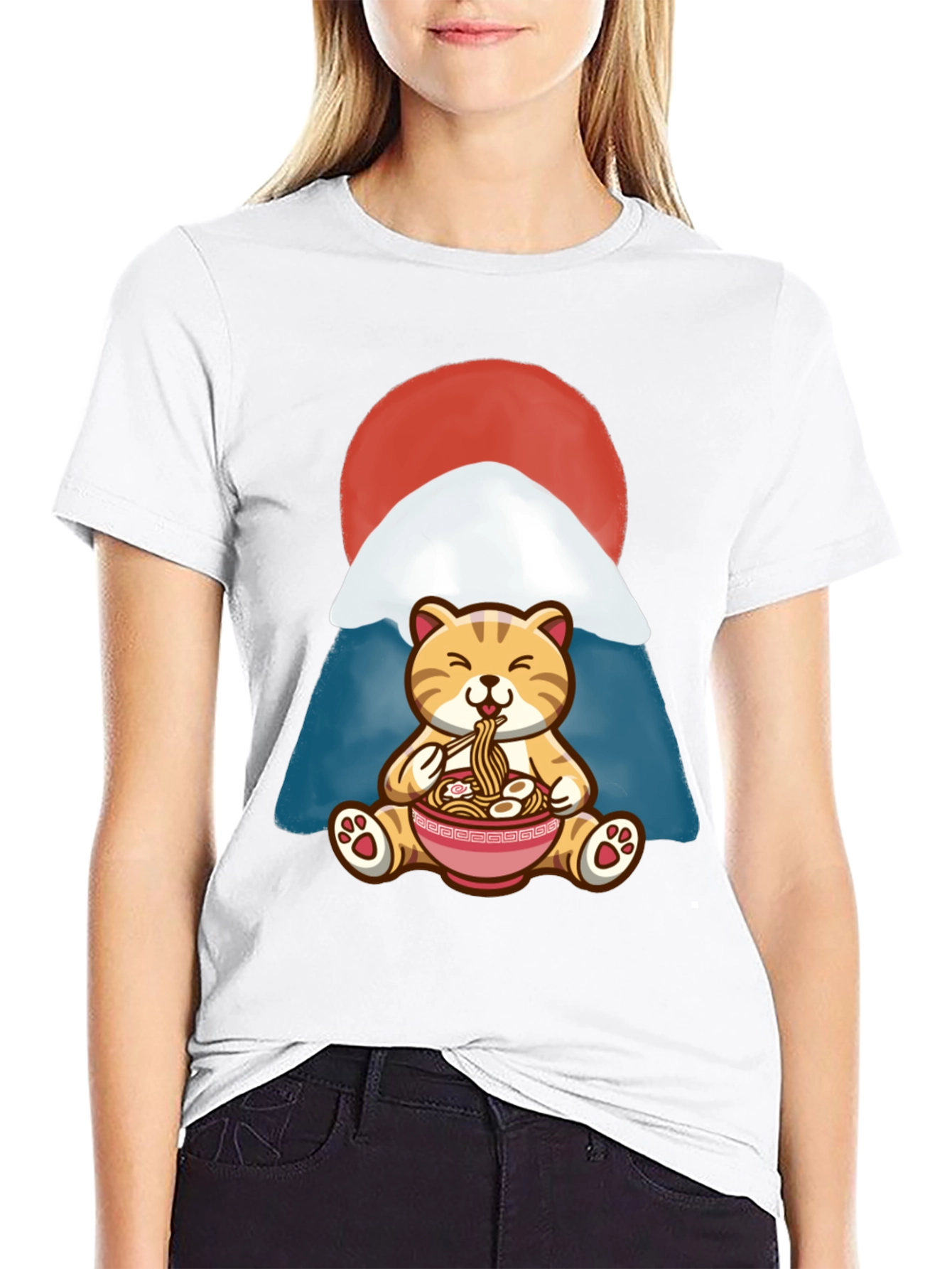 Cute Cat Ramen Bowl T-Shirt