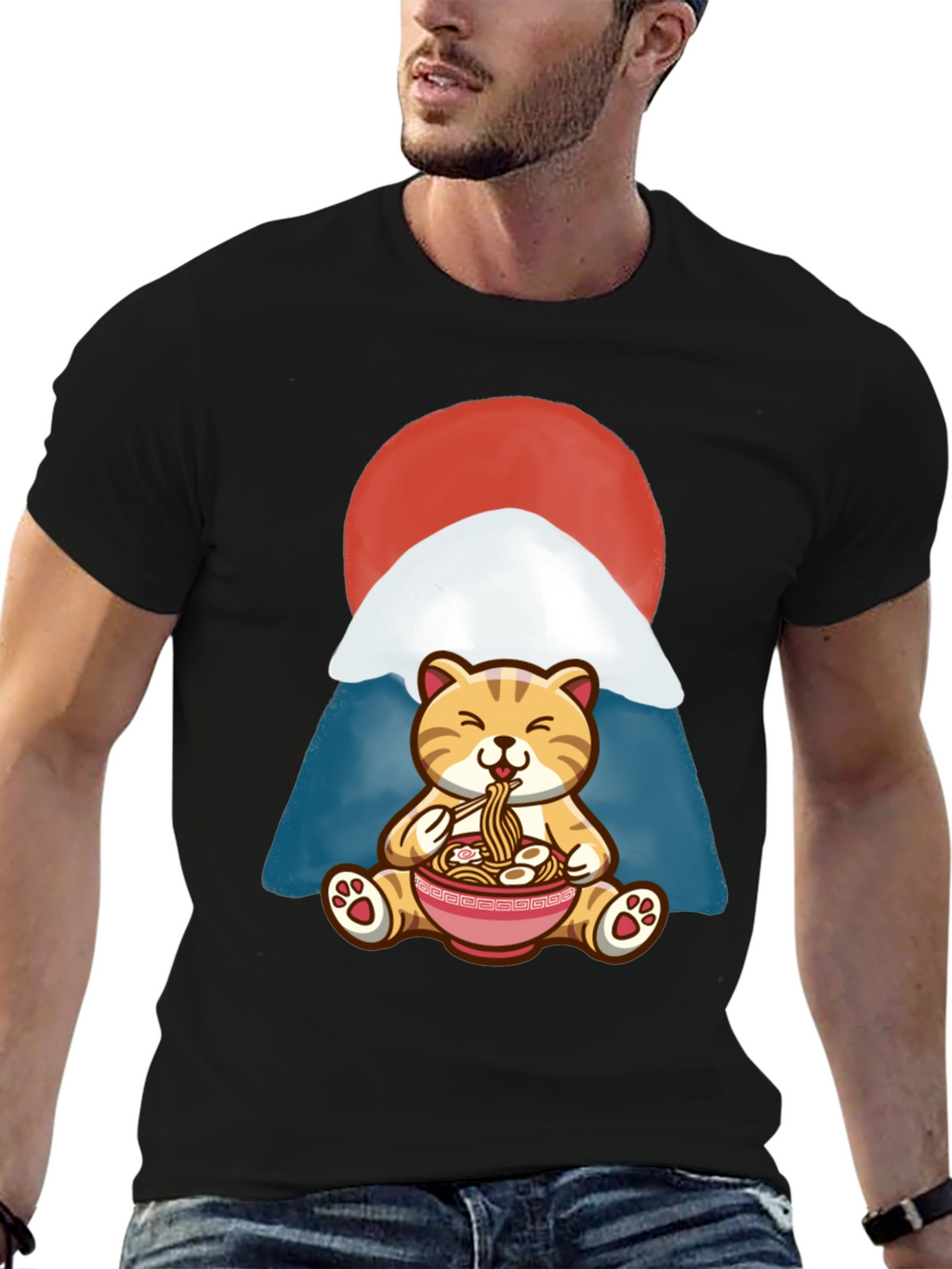 Cute Cat Ramen Bowl T-Shirt