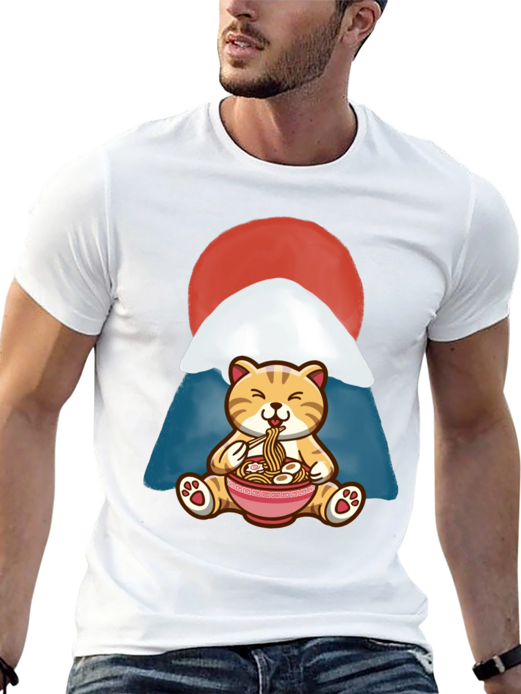 Cute Cat Ramen Bowl T-Shirt