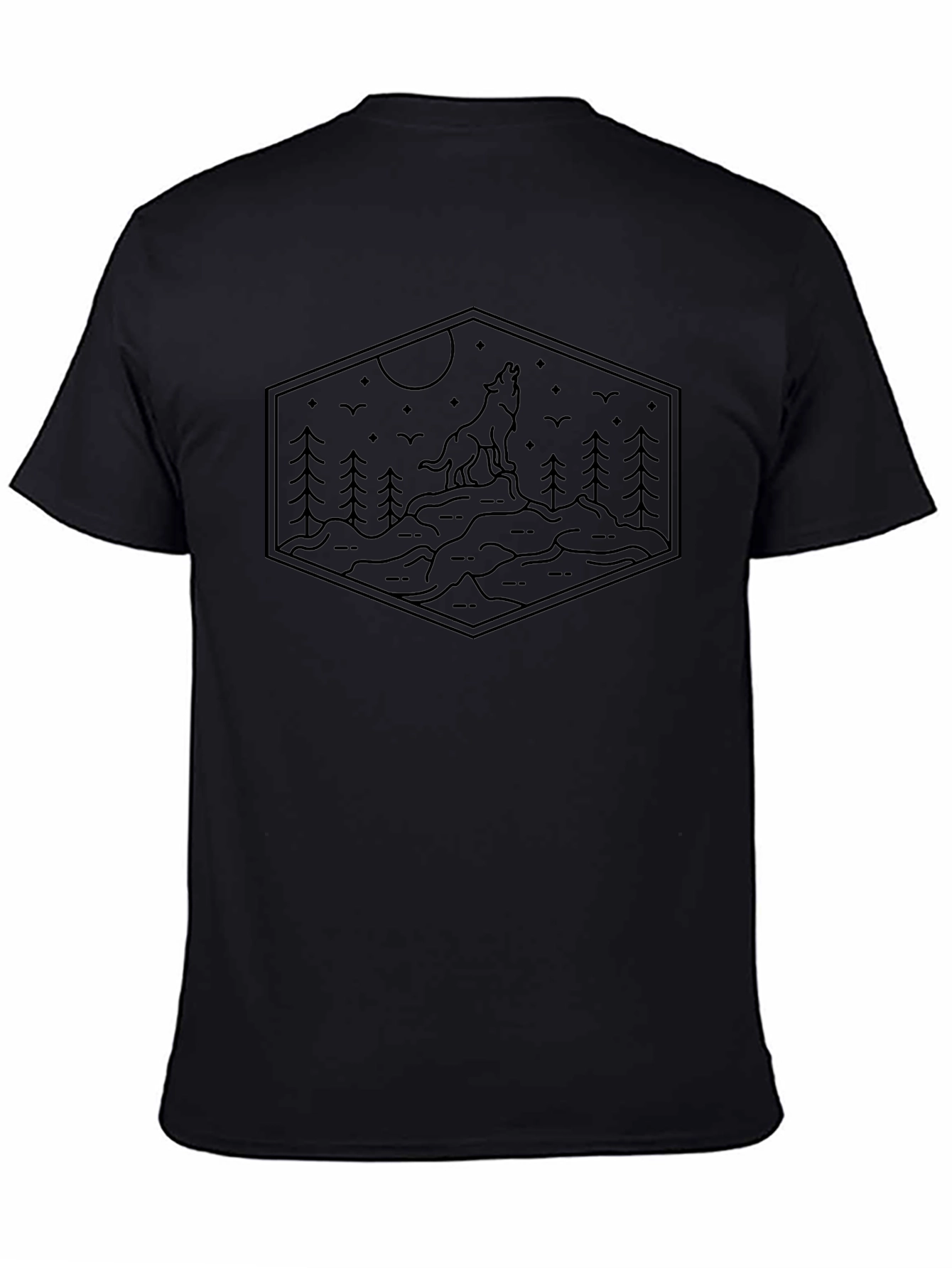 Wolf Howl Hexagon Tee - Nature Inspired Graphic T-Shirt