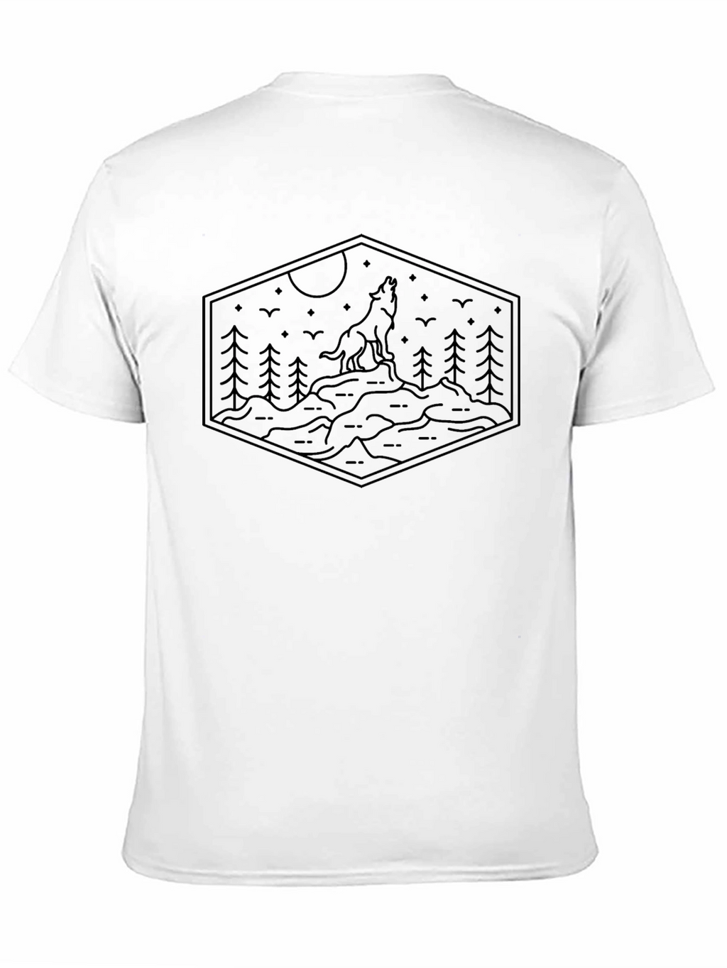 Wolf Howl Hexagon Tee - Nature Inspired Graphic T-Shirt