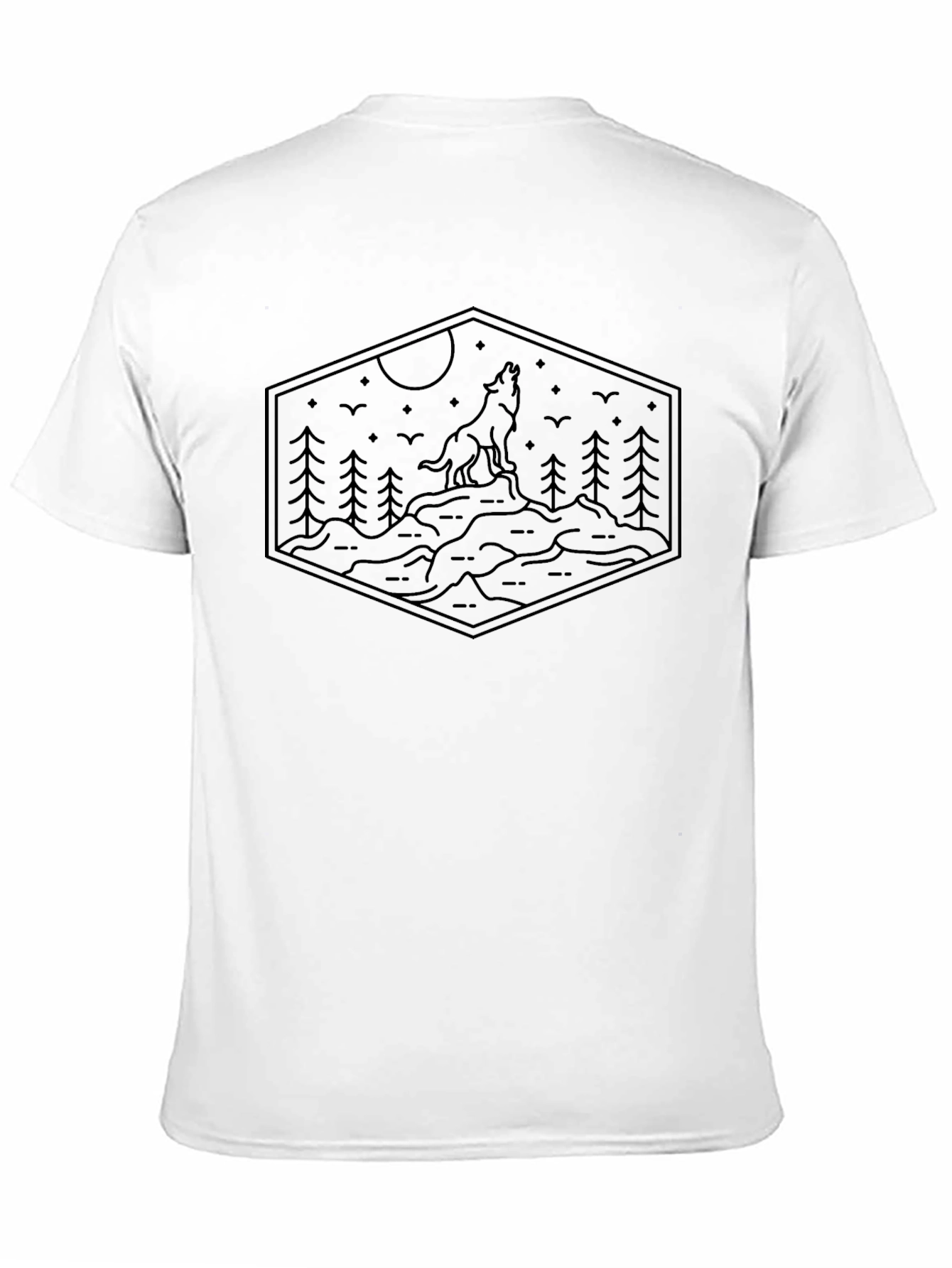 Wolf Howl Hexagon Tee - Nature Inspired Graphic T-Shirt