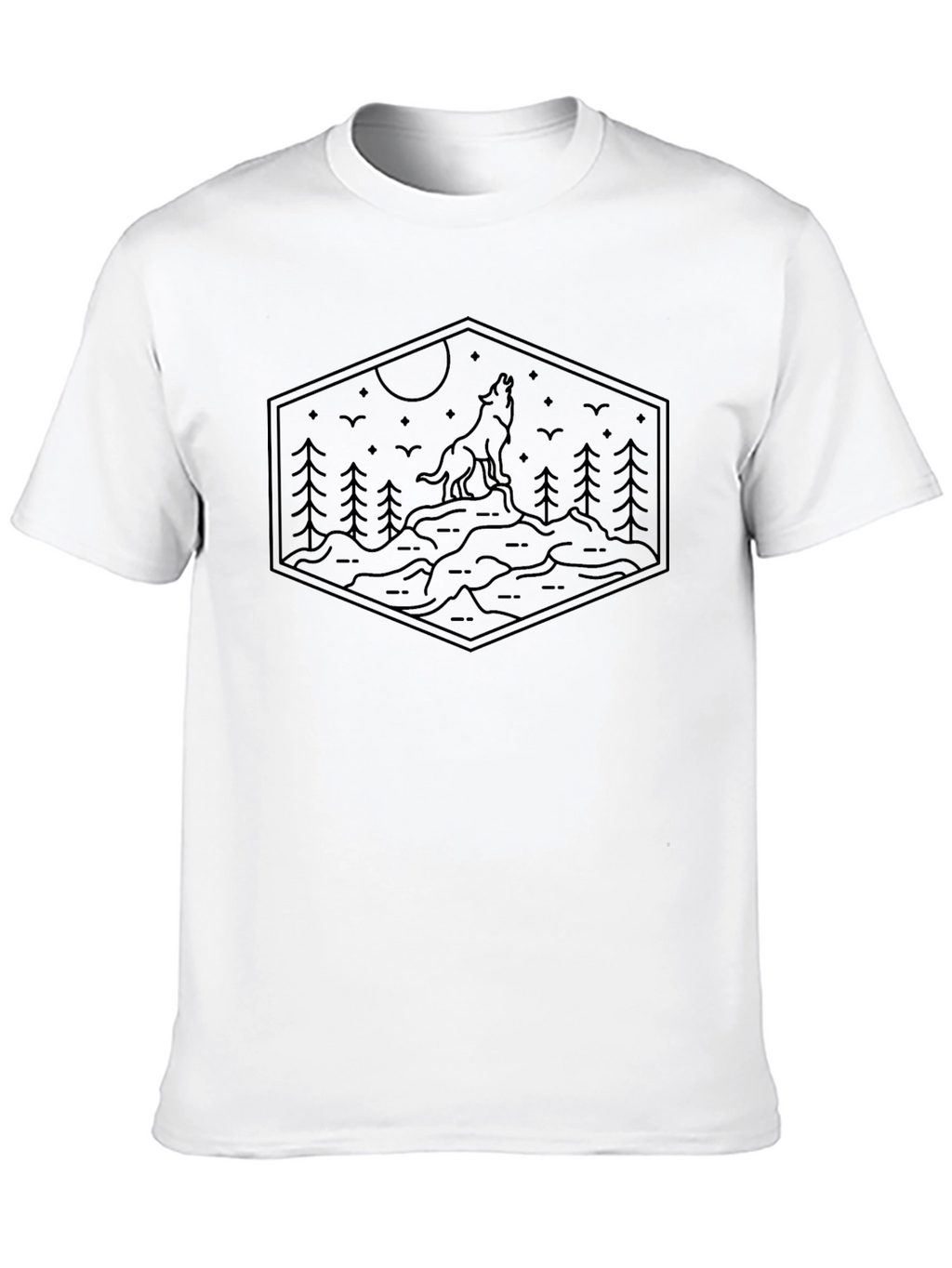 Wolf Howl Hexagon Tee - Nature Inspired Graphic T-Shirt