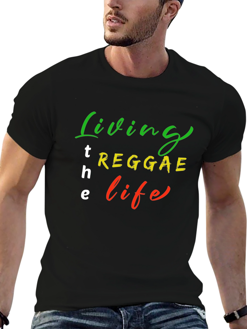 Reggae Life T-Shirt - Black Cotton Blend Graphic Tee