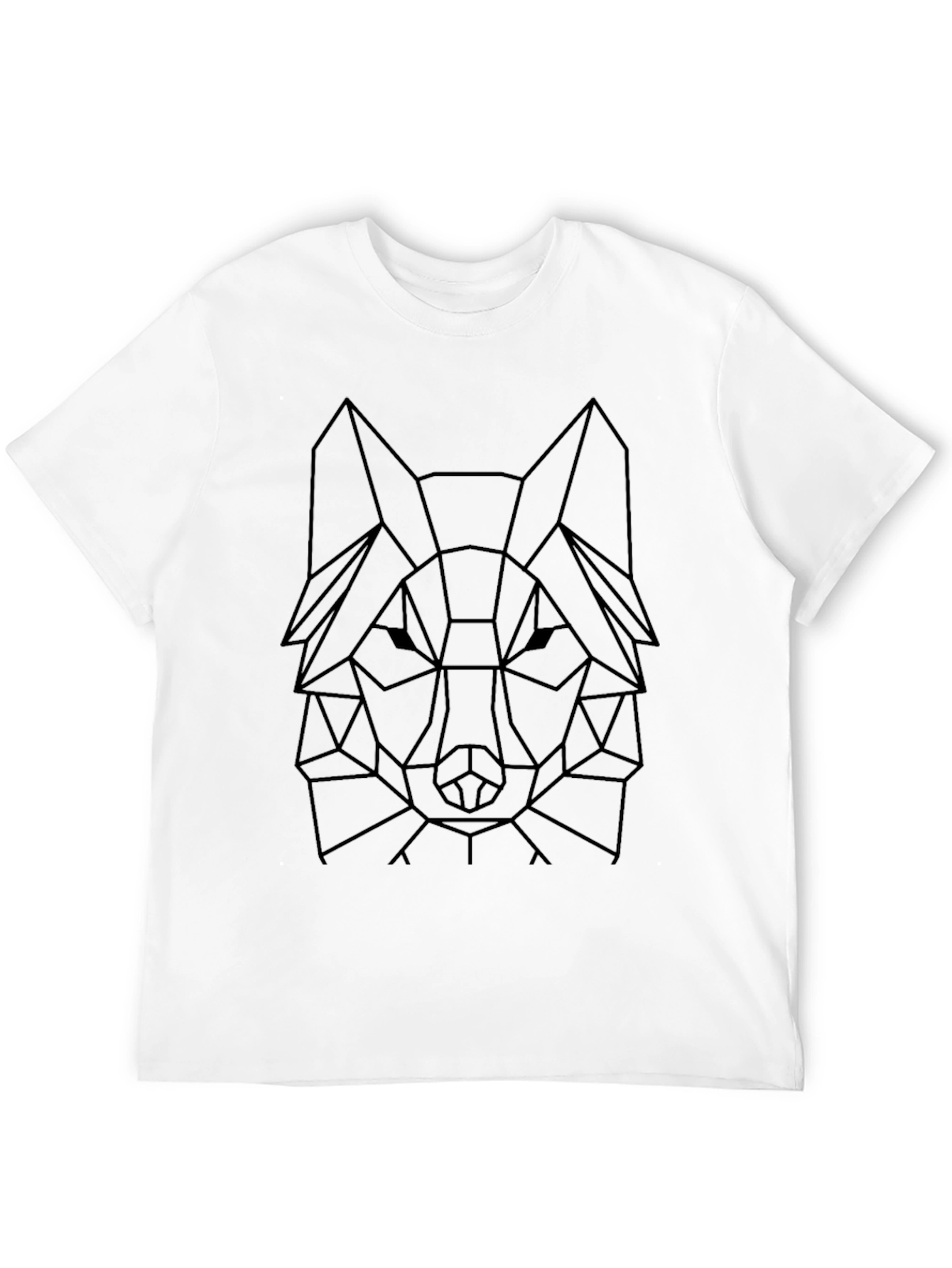 Geometric Wolf Tee - Modern Black Graphic T-Shirt