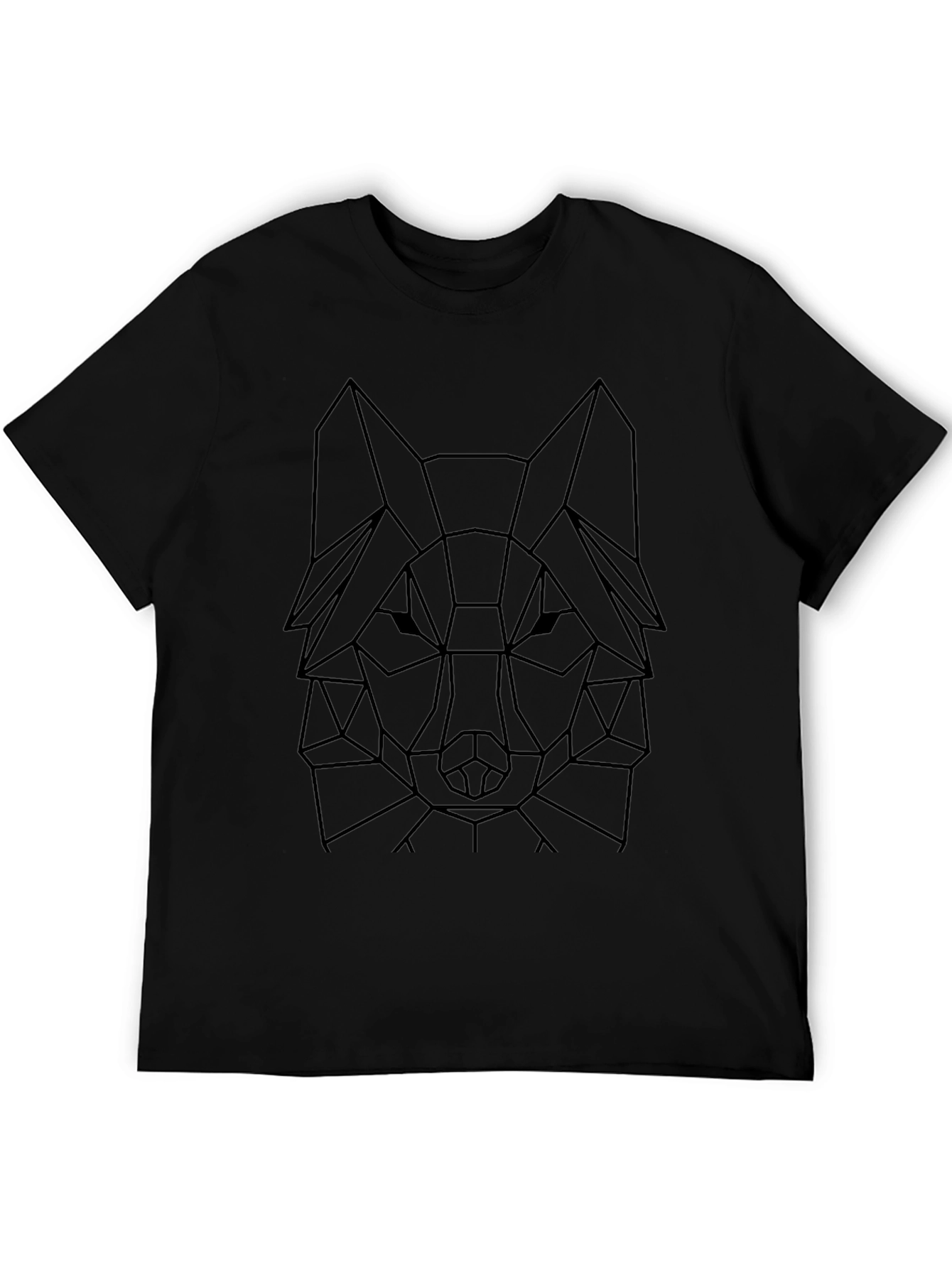 Geometric Wolf Tee - Modern Black Graphic T-Shirt