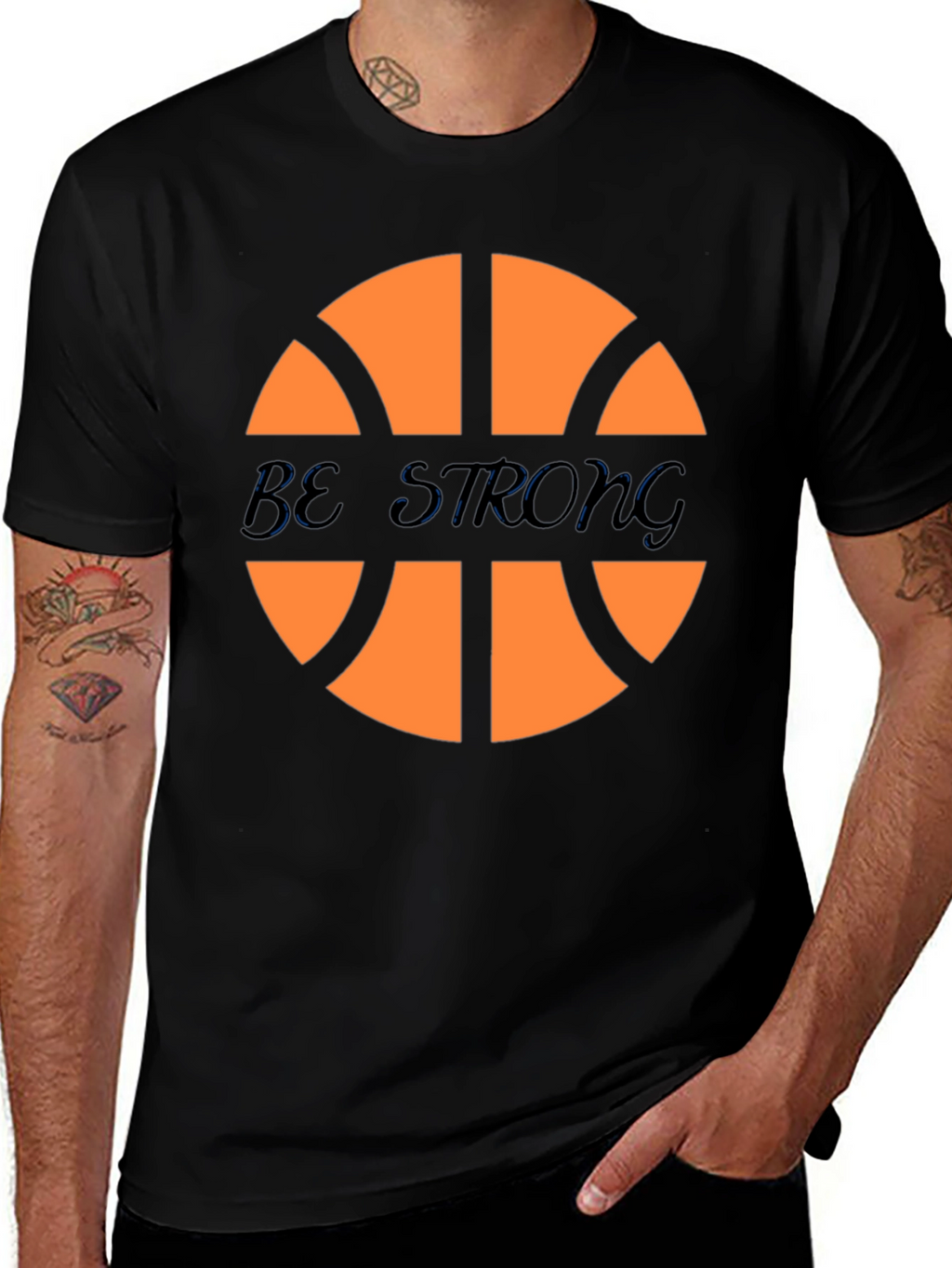 Basketball Graphic Tee - Be Strong Black T-Shirt