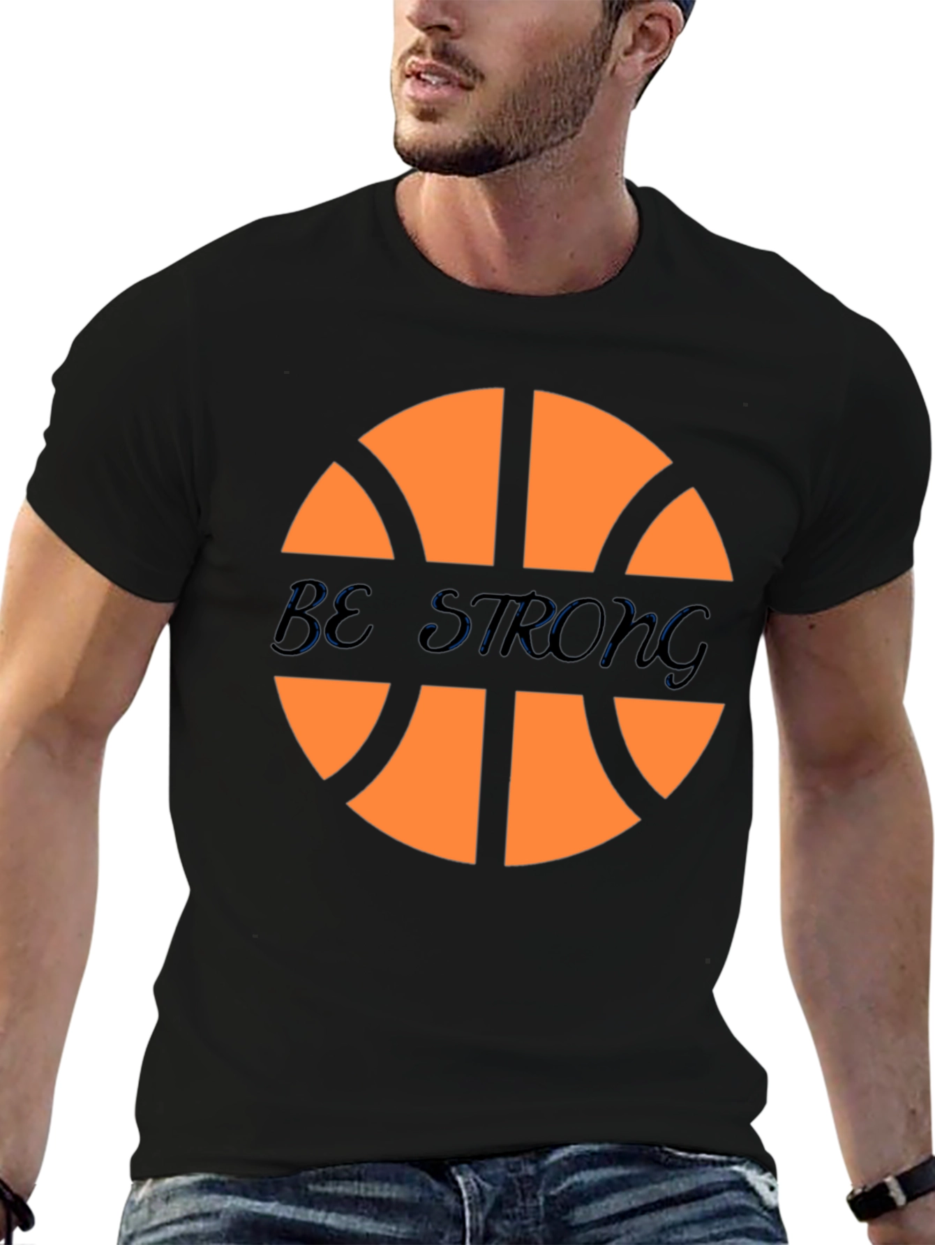 Basketball Graphic Tee - Be Strong Black T-Shirt