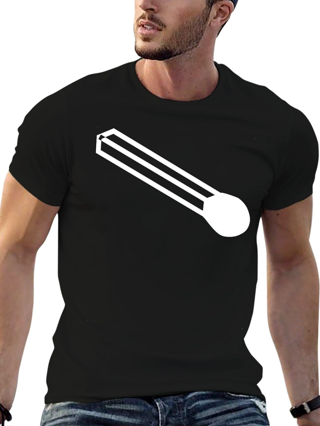 Black T-Shirt with Modernist White Graphic