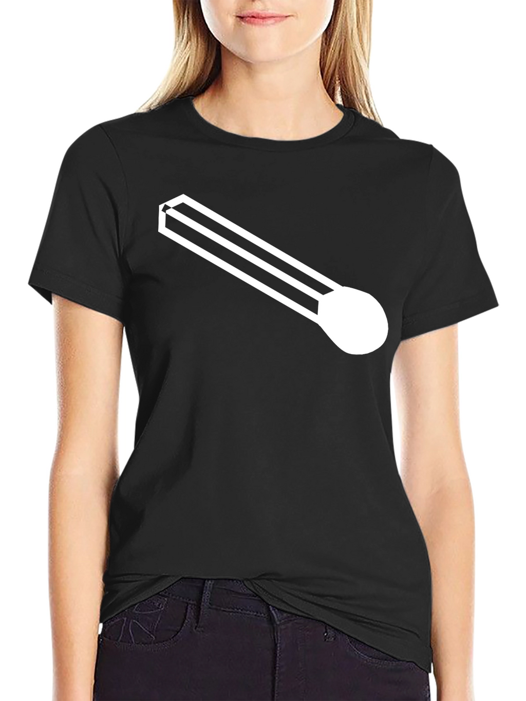 Black T-Shirt with Modernist White Graphic