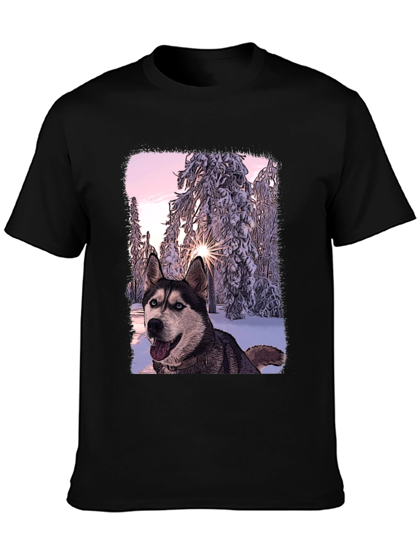 Husky Winter Wonderland Graphic T-Shirt