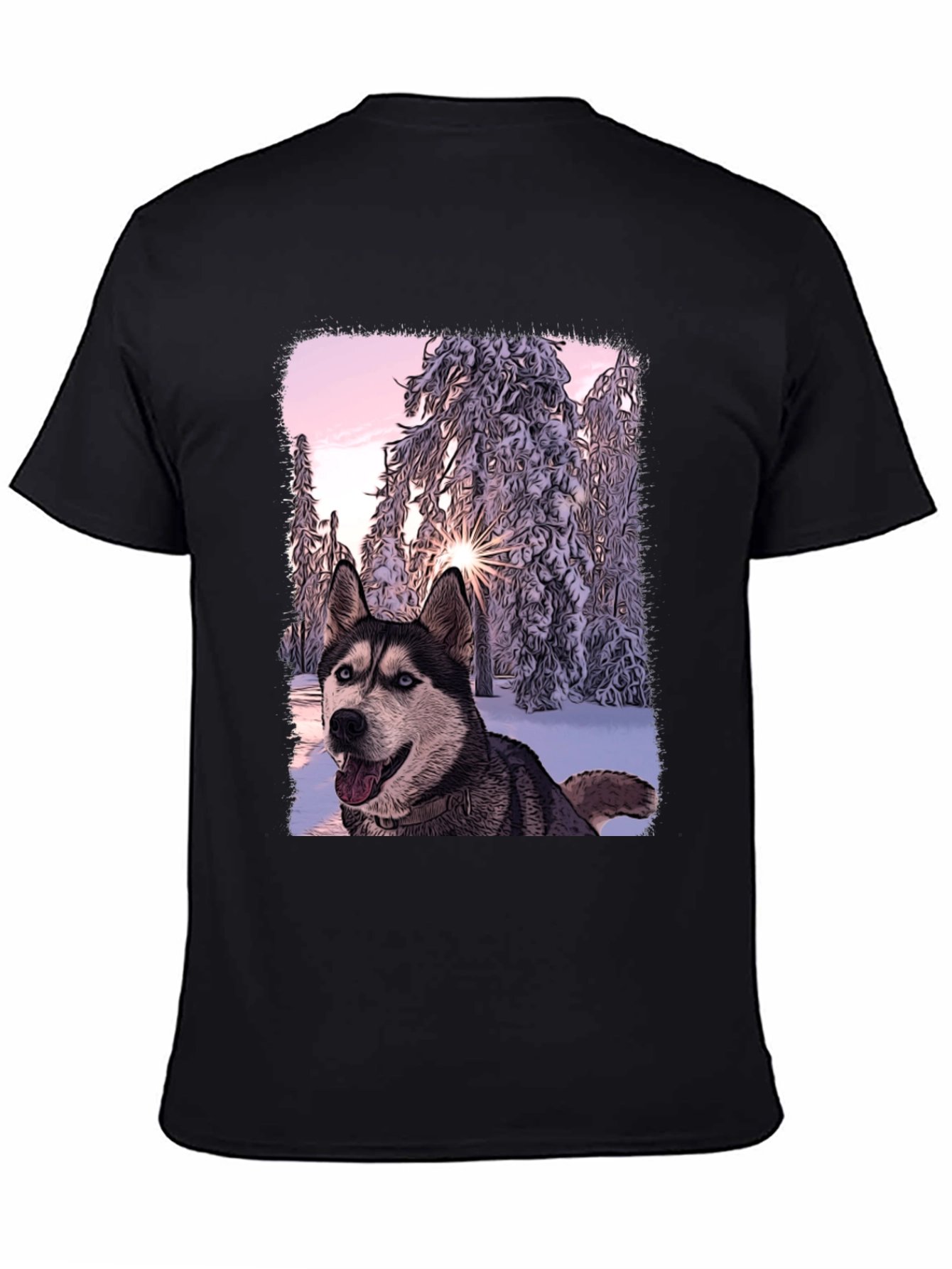 Husky Winter Wonderland Graphic T-Shirt
