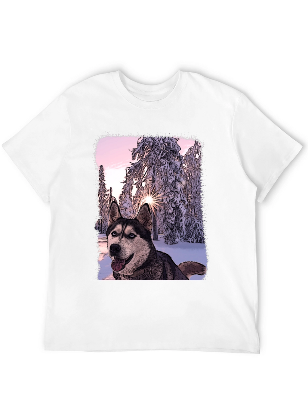 Husky Winter Wonderland Graphic T-Shirt