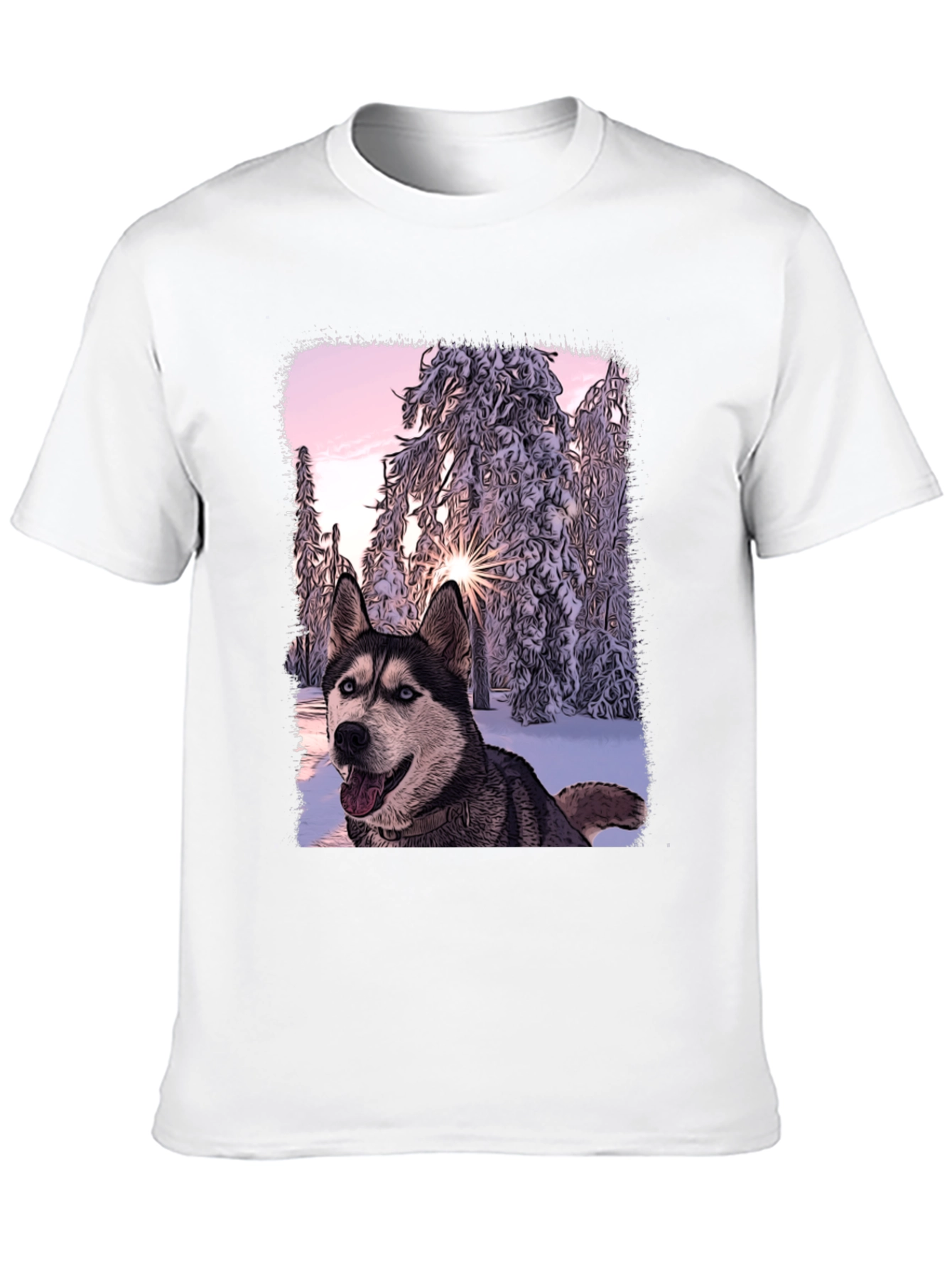 Husky Winter Wonderland Graphic T-Shirt