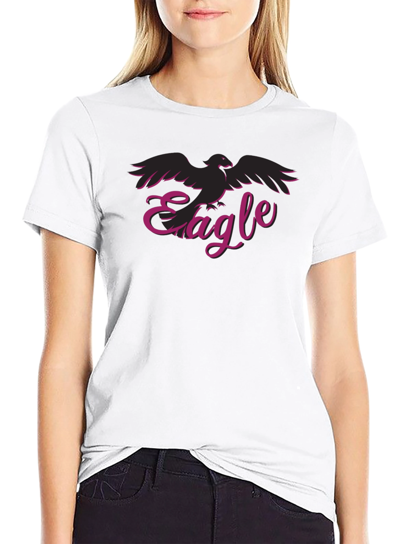 Eagle Graphic Print Black Tee Casual