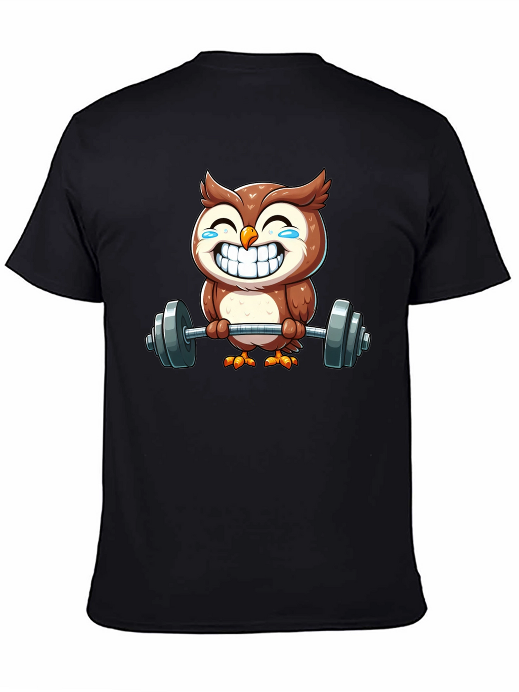 Funny Owl Lifting Weights Graphic Tee
