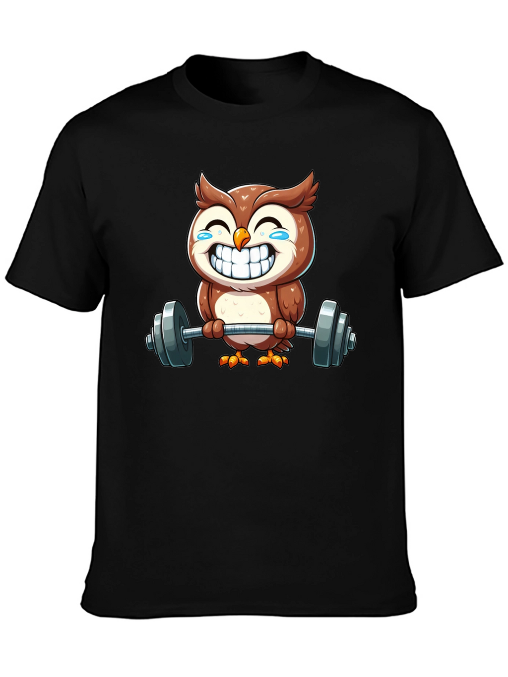 Funny Owl Lifting Weights Graphic Tee