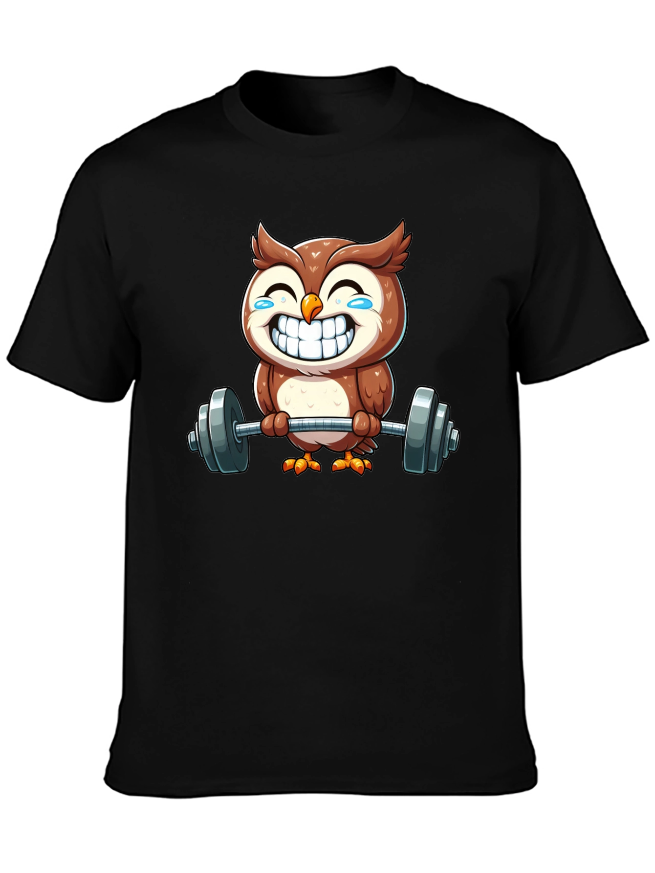 Funny Owl Lifting Weights Graphic Tee