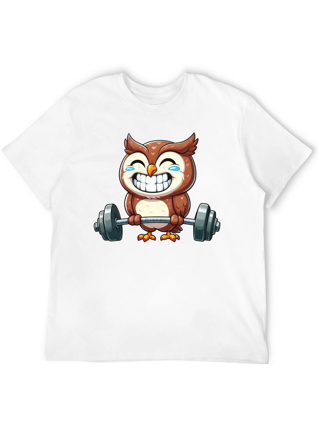 Funny Owl Lifting Weights Graphic Tee