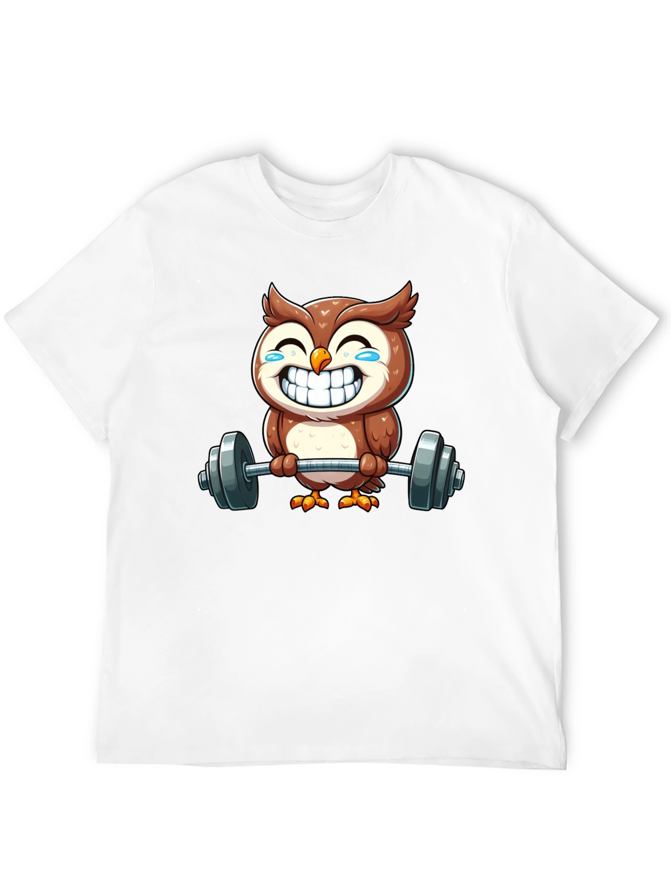 Funny Owl Lifting Weights Graphic Tee