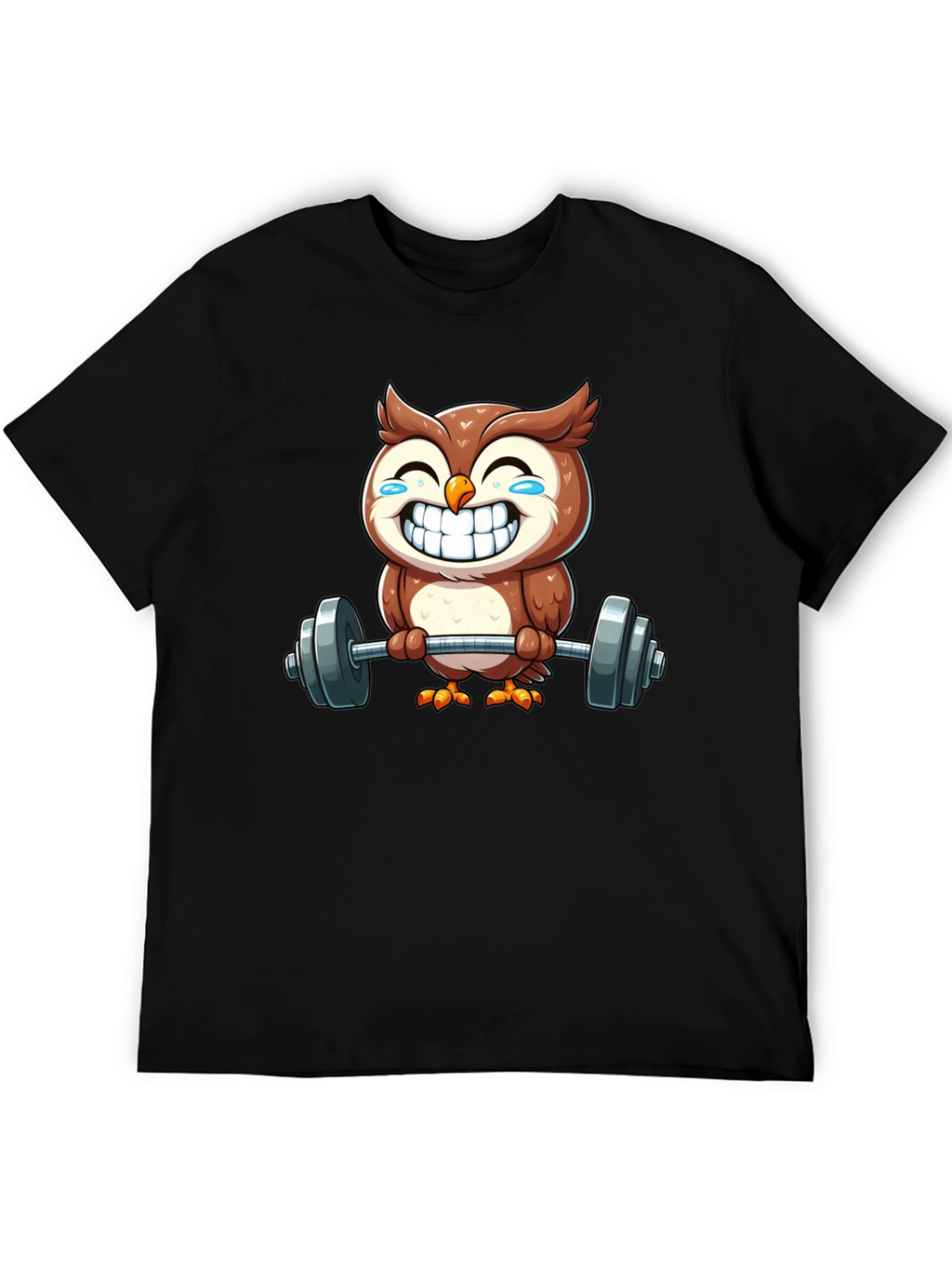 Funny Owl Lifting Weights Graphic Tee