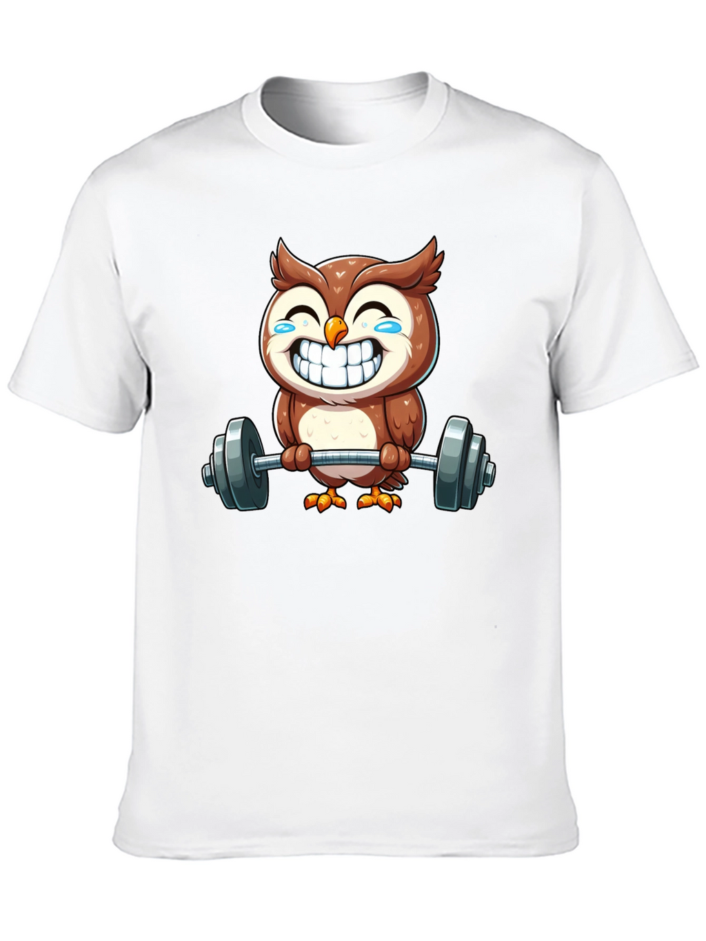Funny Owl Lifting Weights Graphic Tee