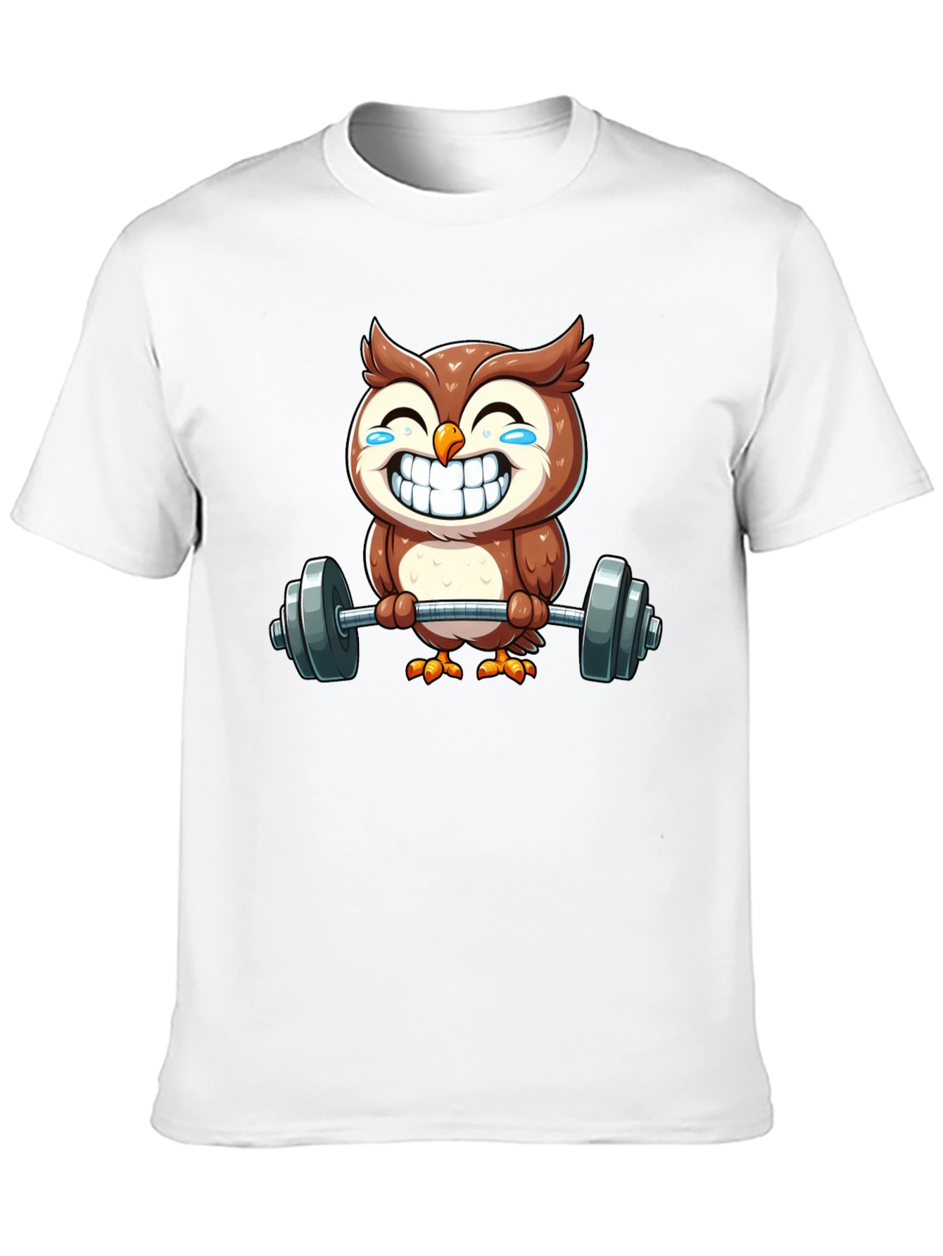 Funny Owl Lifting Weights Graphic Tee