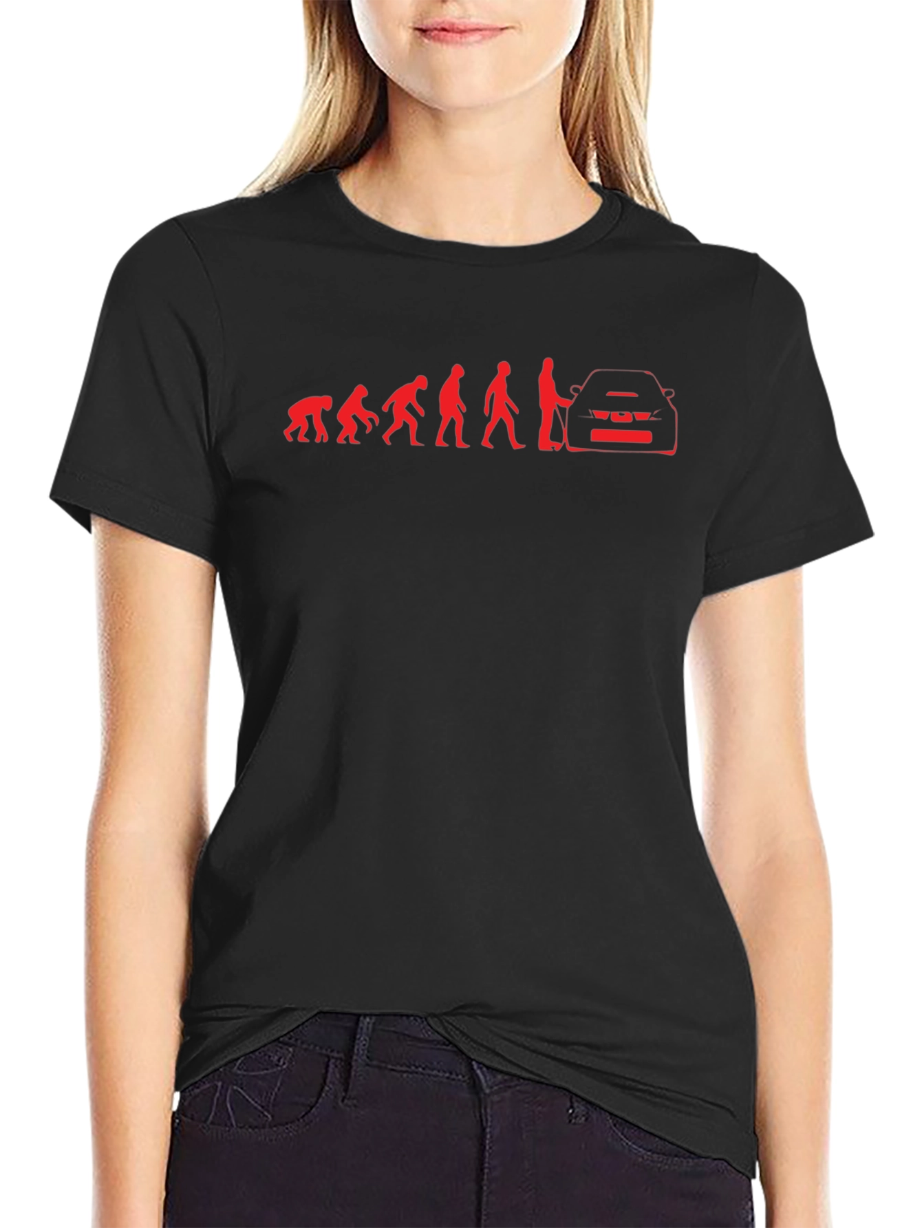 Evolution of Man & Car Black T-Shirt